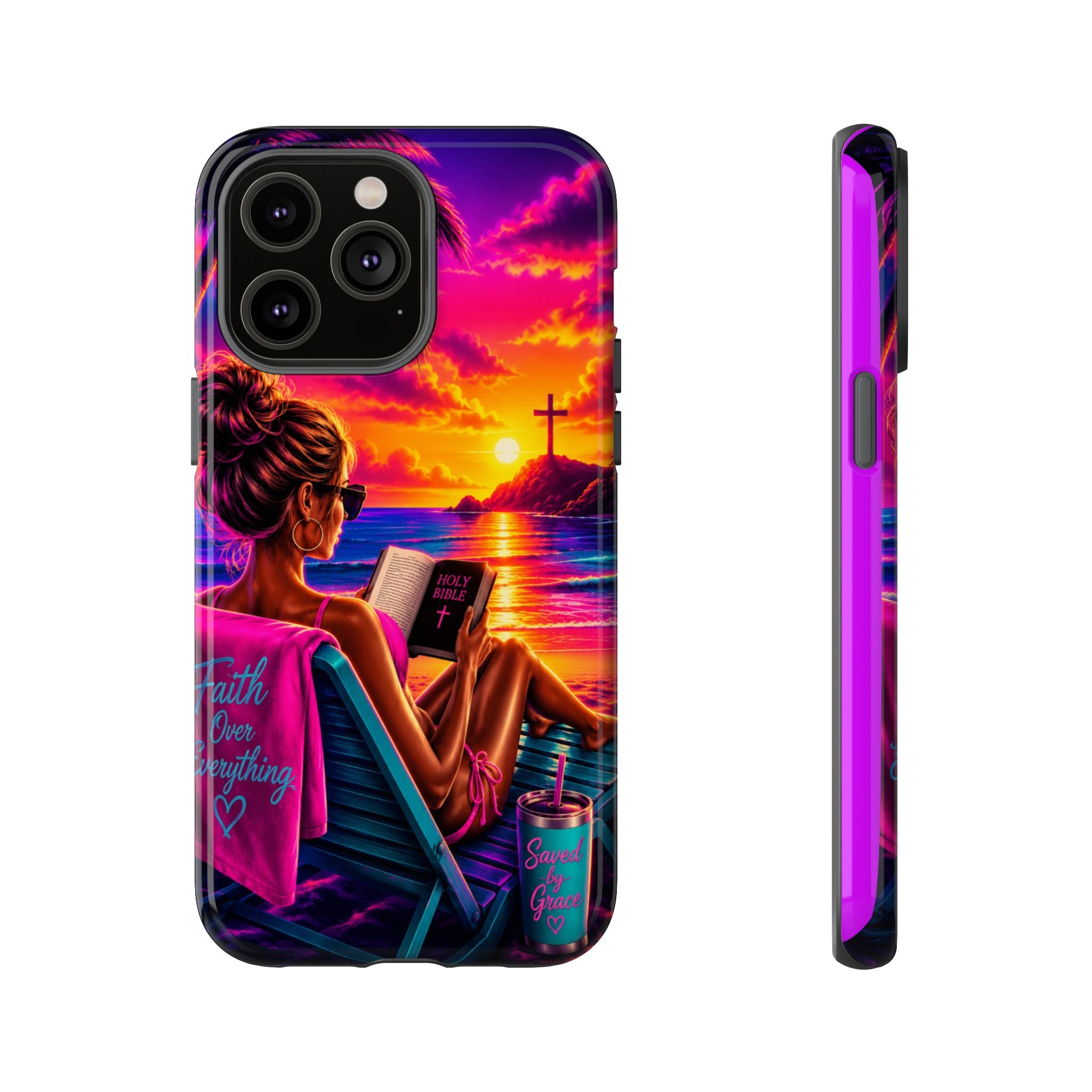 Phone Case —  Jesus and Beach (Faith Over Everything)