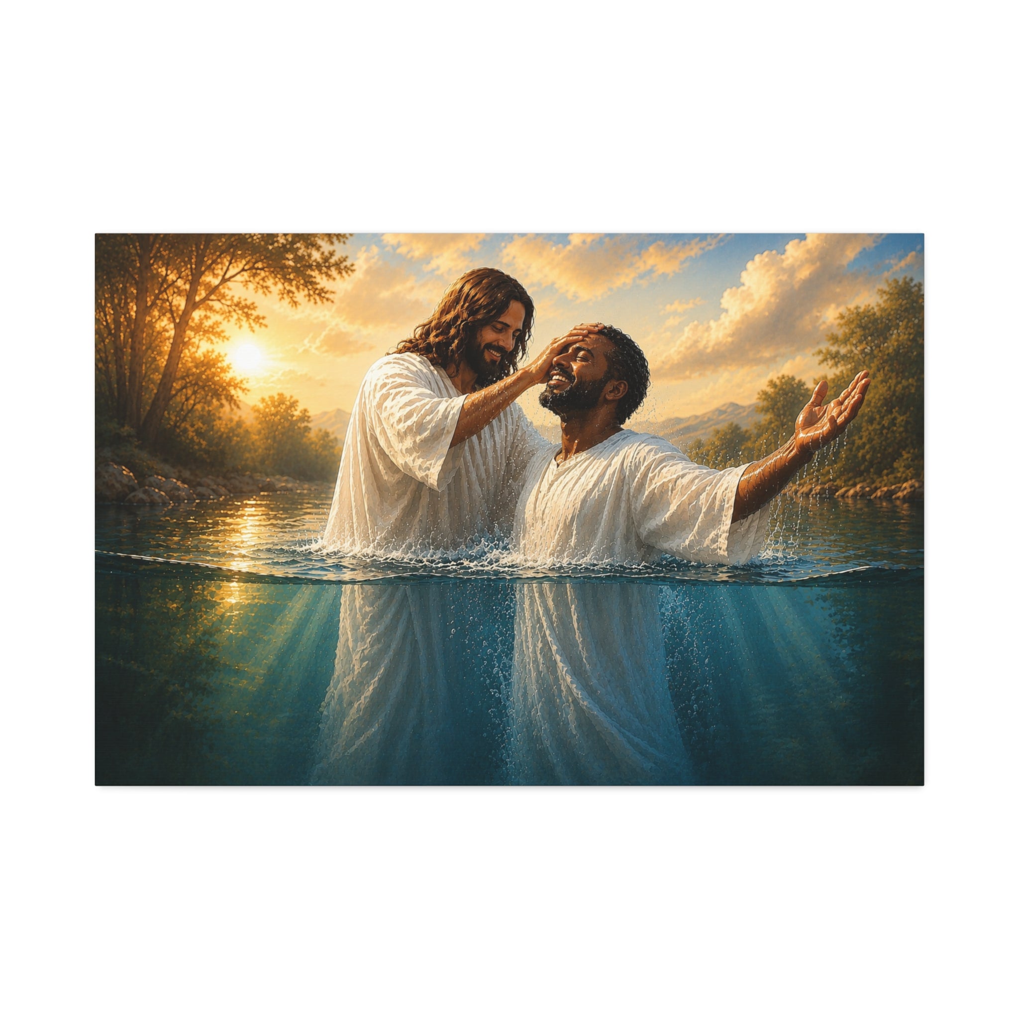 African Man Baptism of Faith Canvas Print - Christian Wall Art