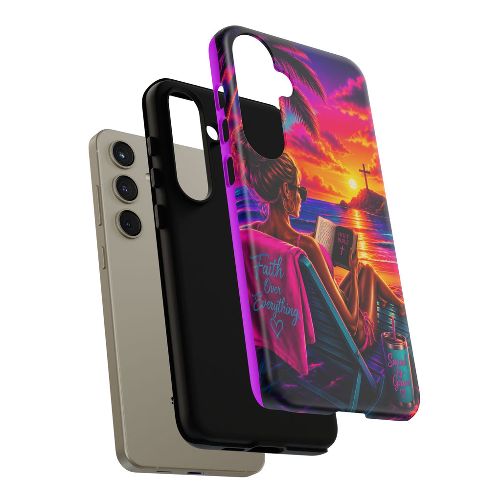 Phone Case —  Jesus and Beach (Faith Over Everything)