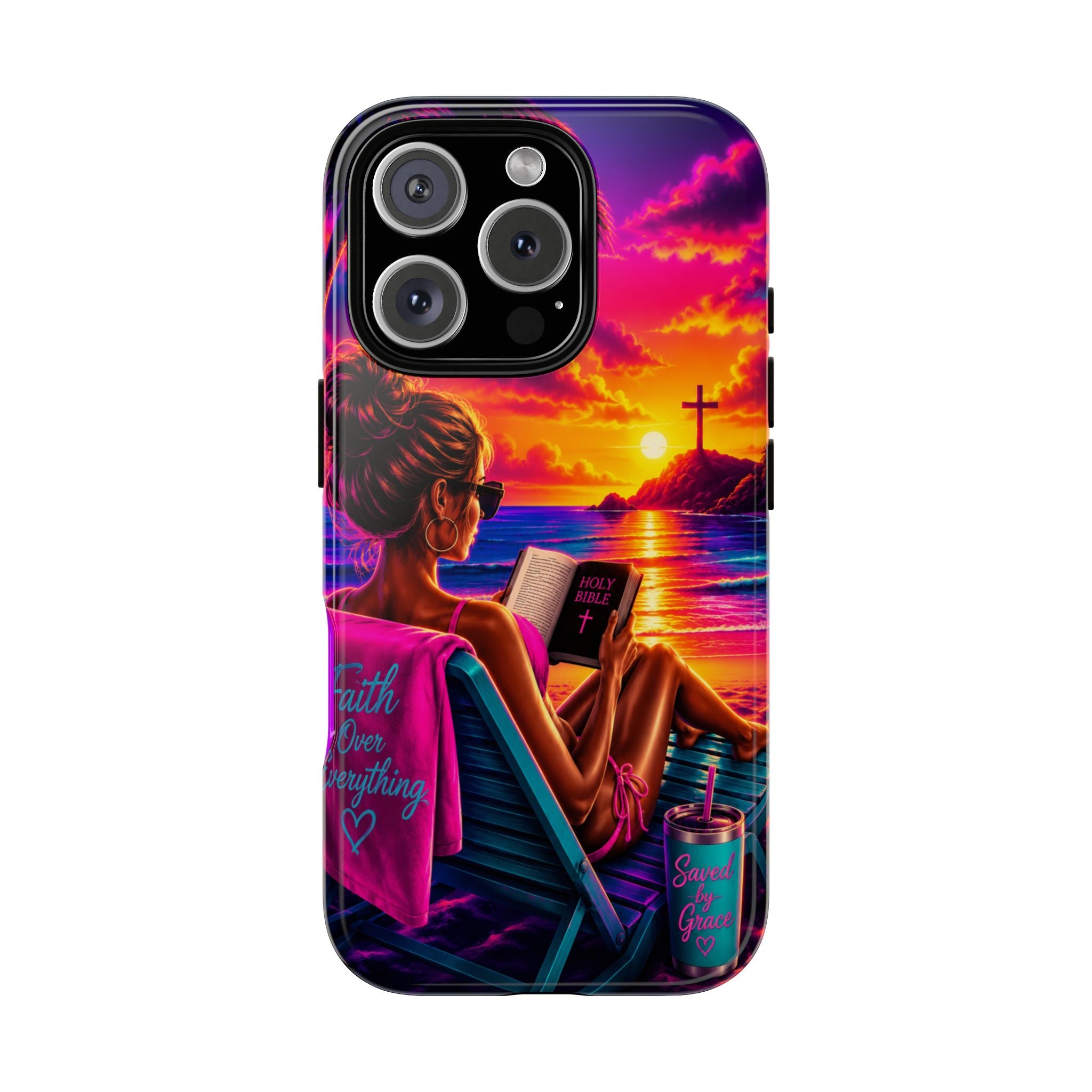 Phone Case —  Jesus and Beach (Faith Over Everything)