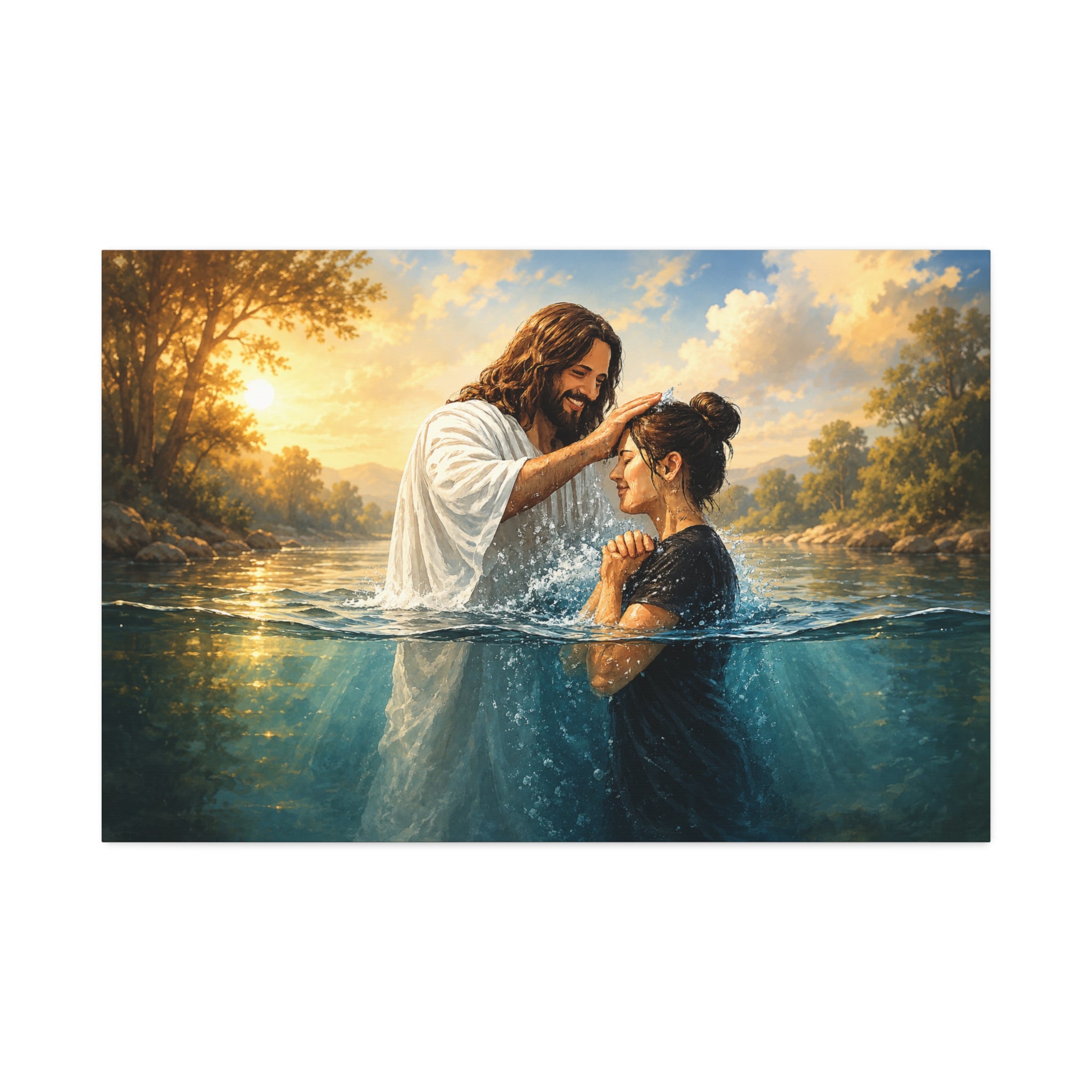 Religious Canvas Wall Art — "I left it in the water" (Stretched Canvas)