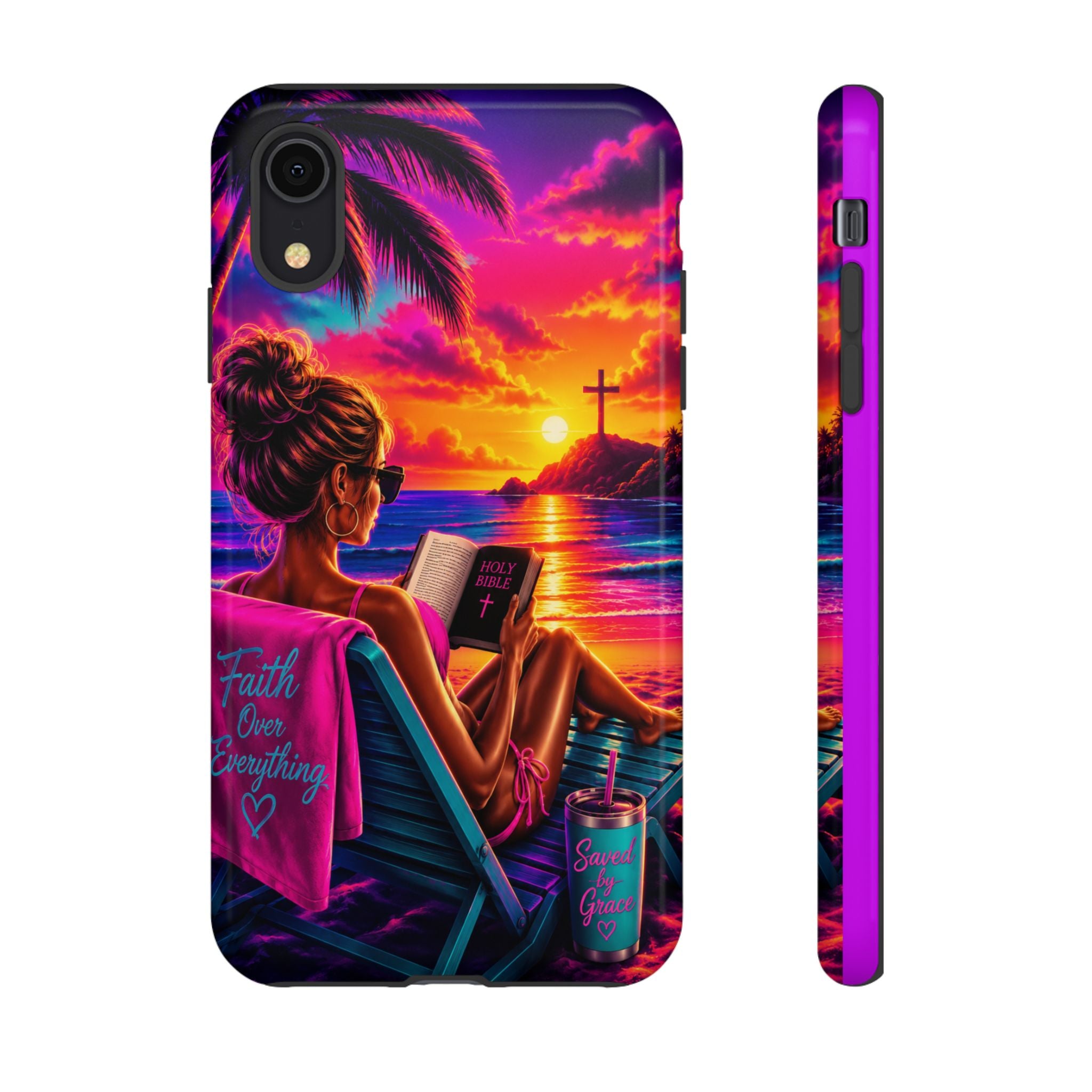 Phone Case —  Jesus and Beach (Faith Over Everything)
