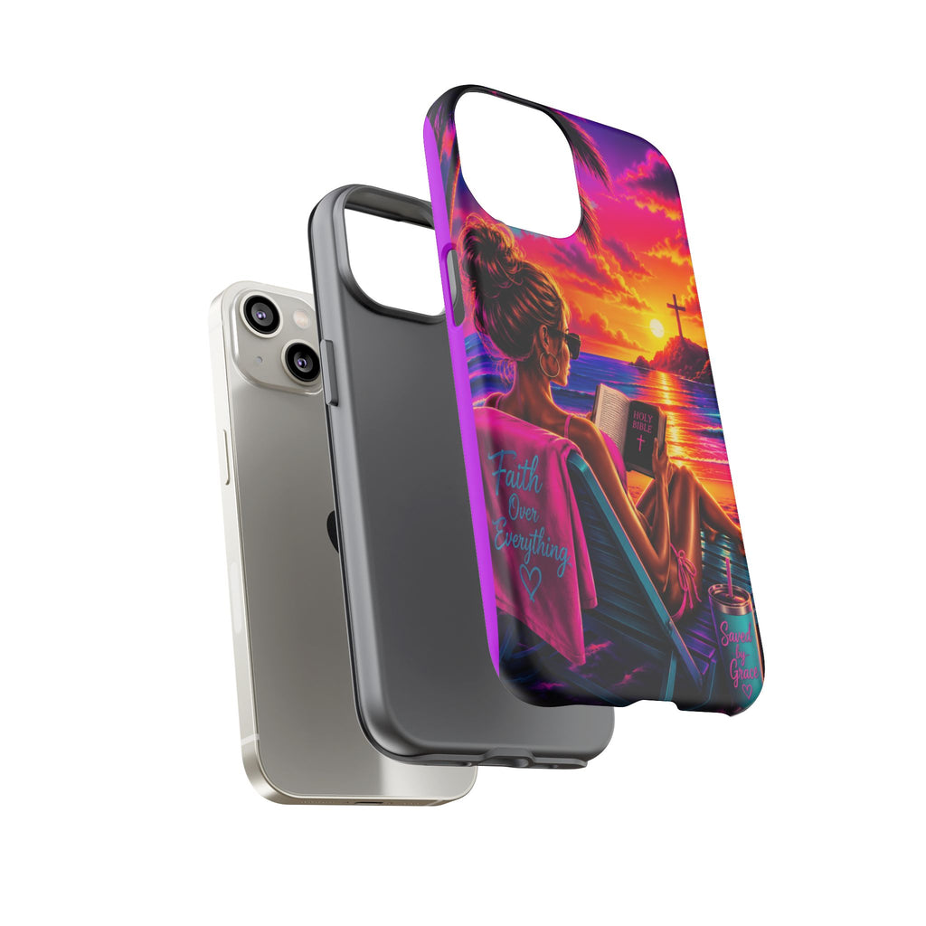 Phone Case —  Jesus and Beach (Faith Over Everything)