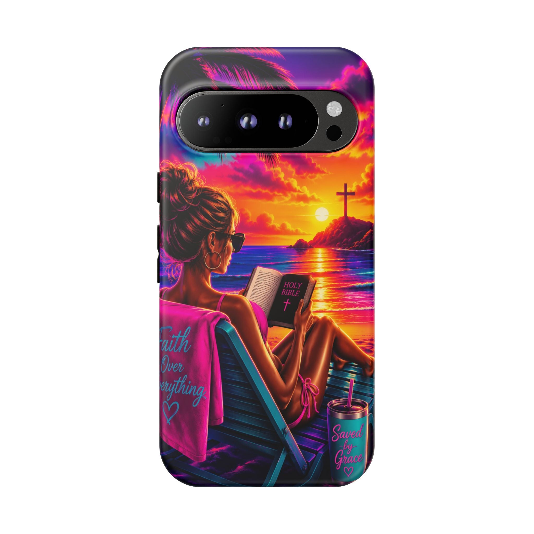 Phone Case —  Jesus and Beach (Faith Over Everything)