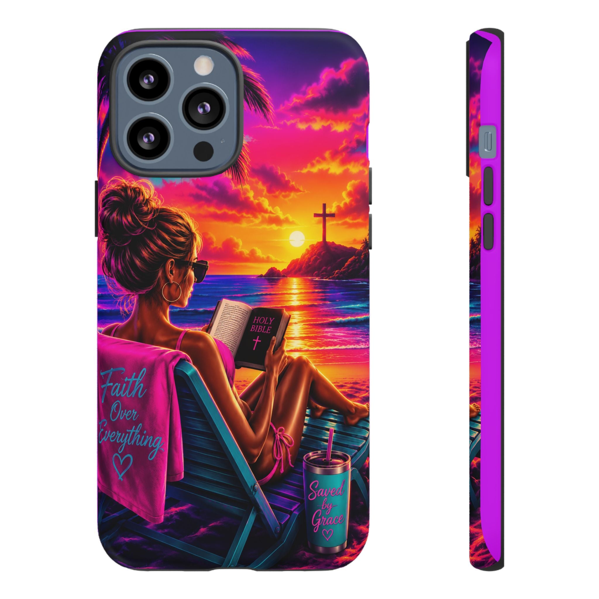 Phone Case —  Jesus and Beach (Faith Over Everything)