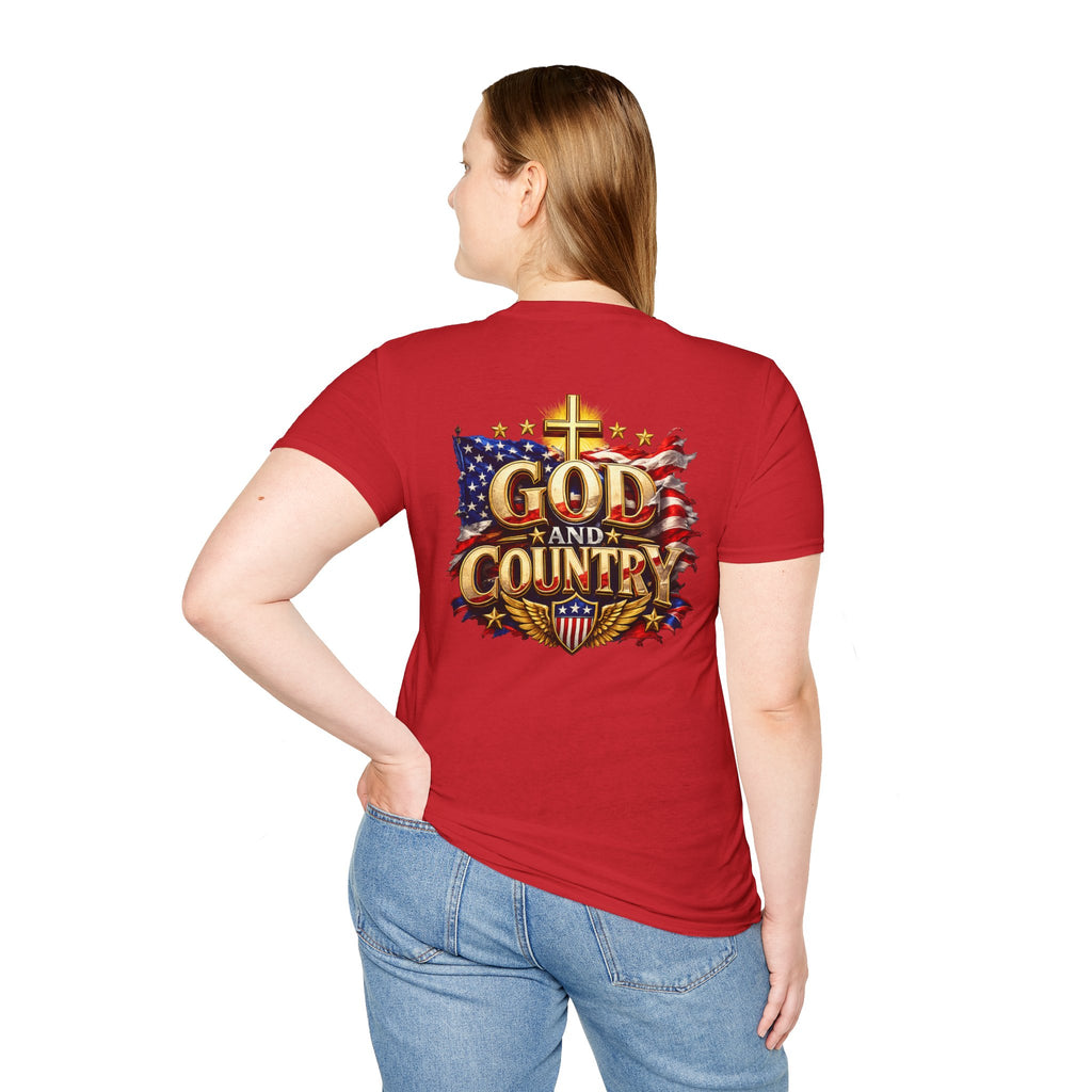 God and Country T-Shirt — Christian Patriotic Tee (cross & American flag)