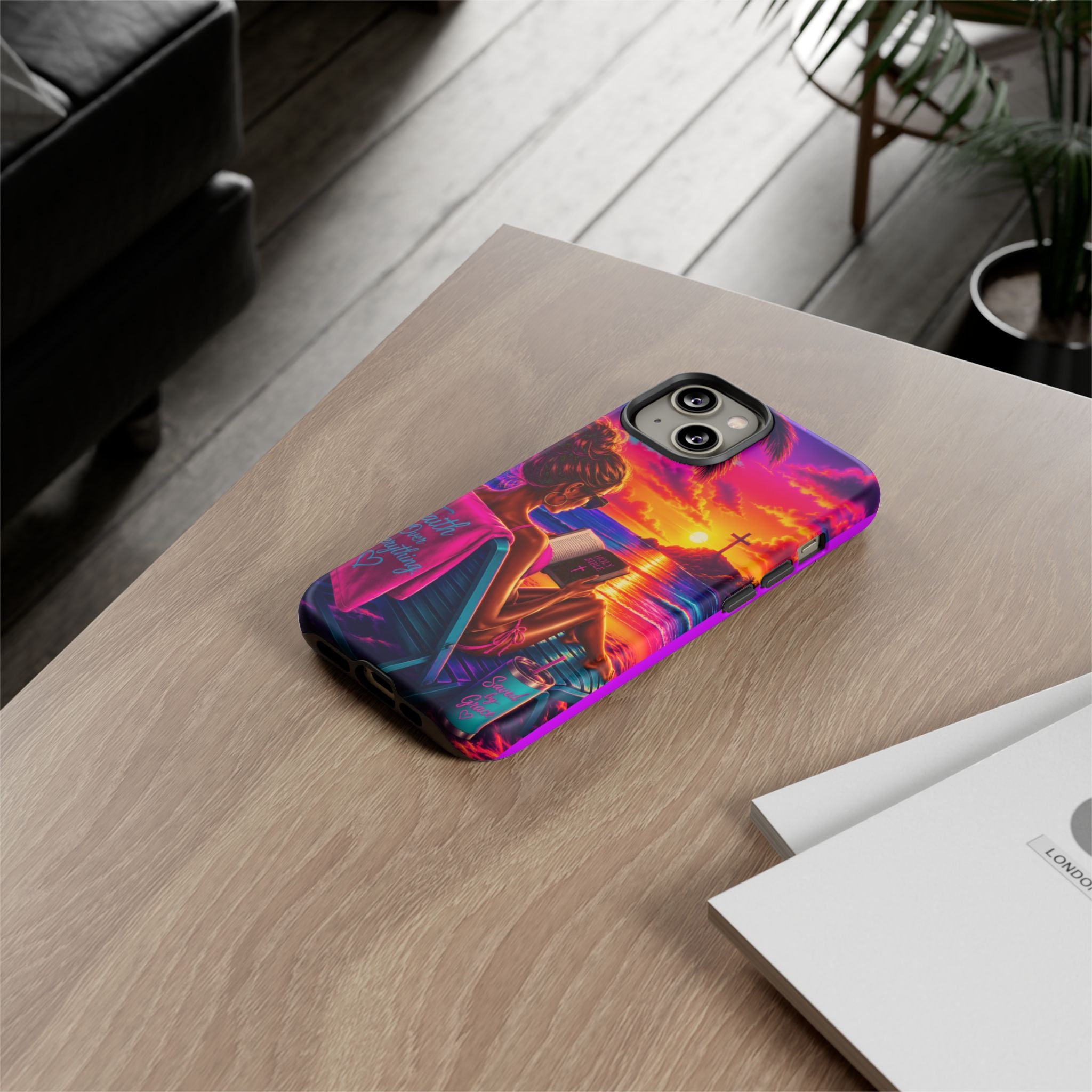Phone Case —  Jesus and Beach (Faith Over Everything)