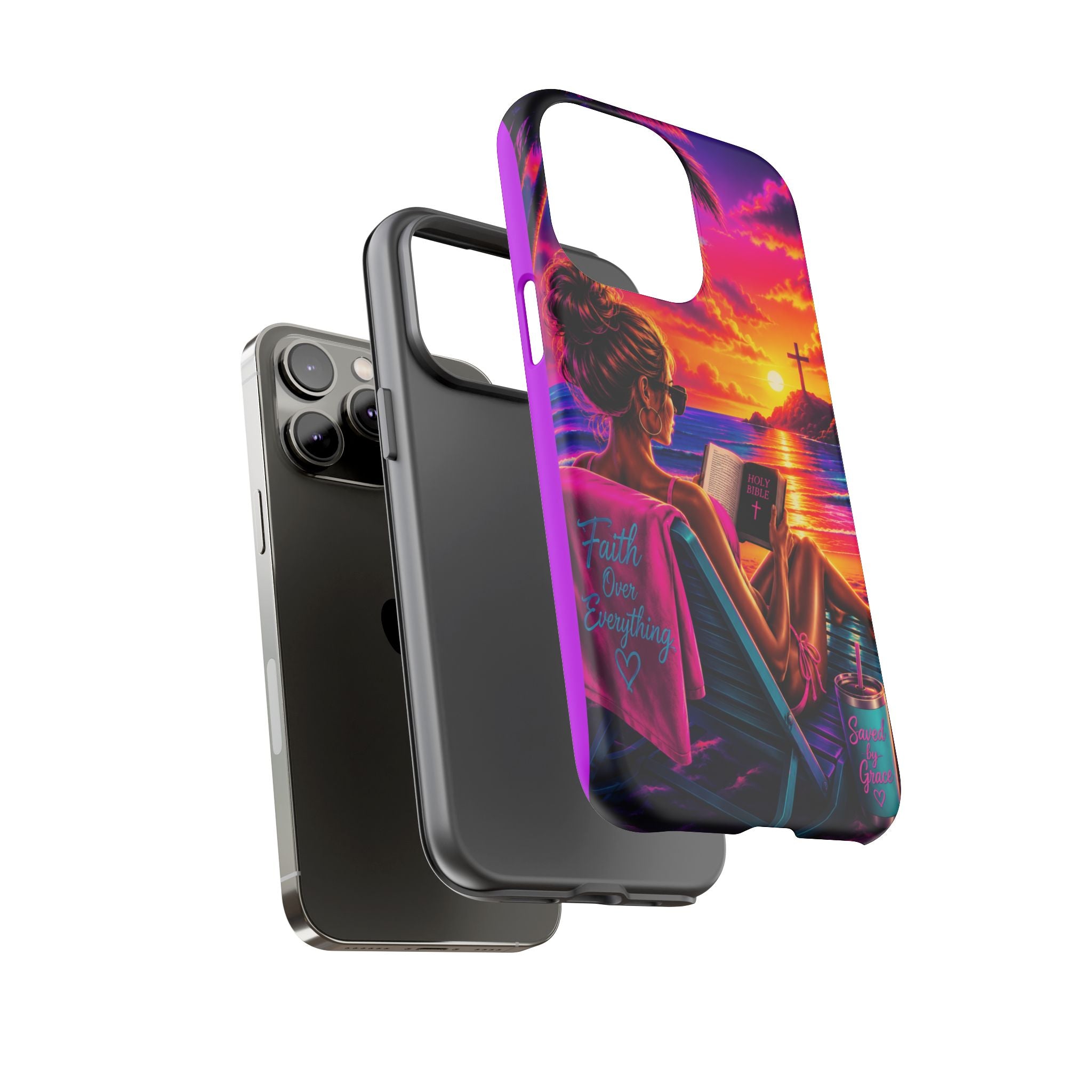 Phone Case —  Jesus and Beach (Faith Over Everything)