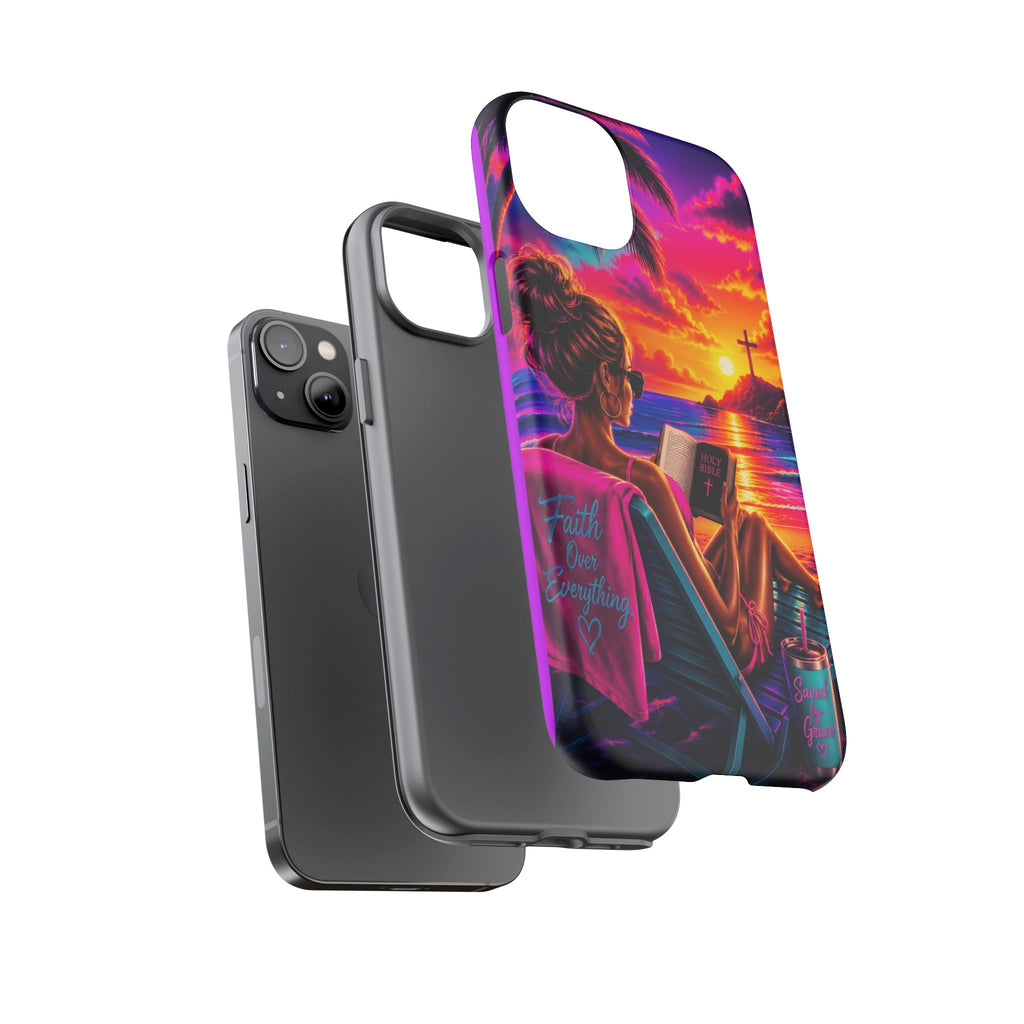 Phone Case —  Jesus and Beach (Faith Over Everything)