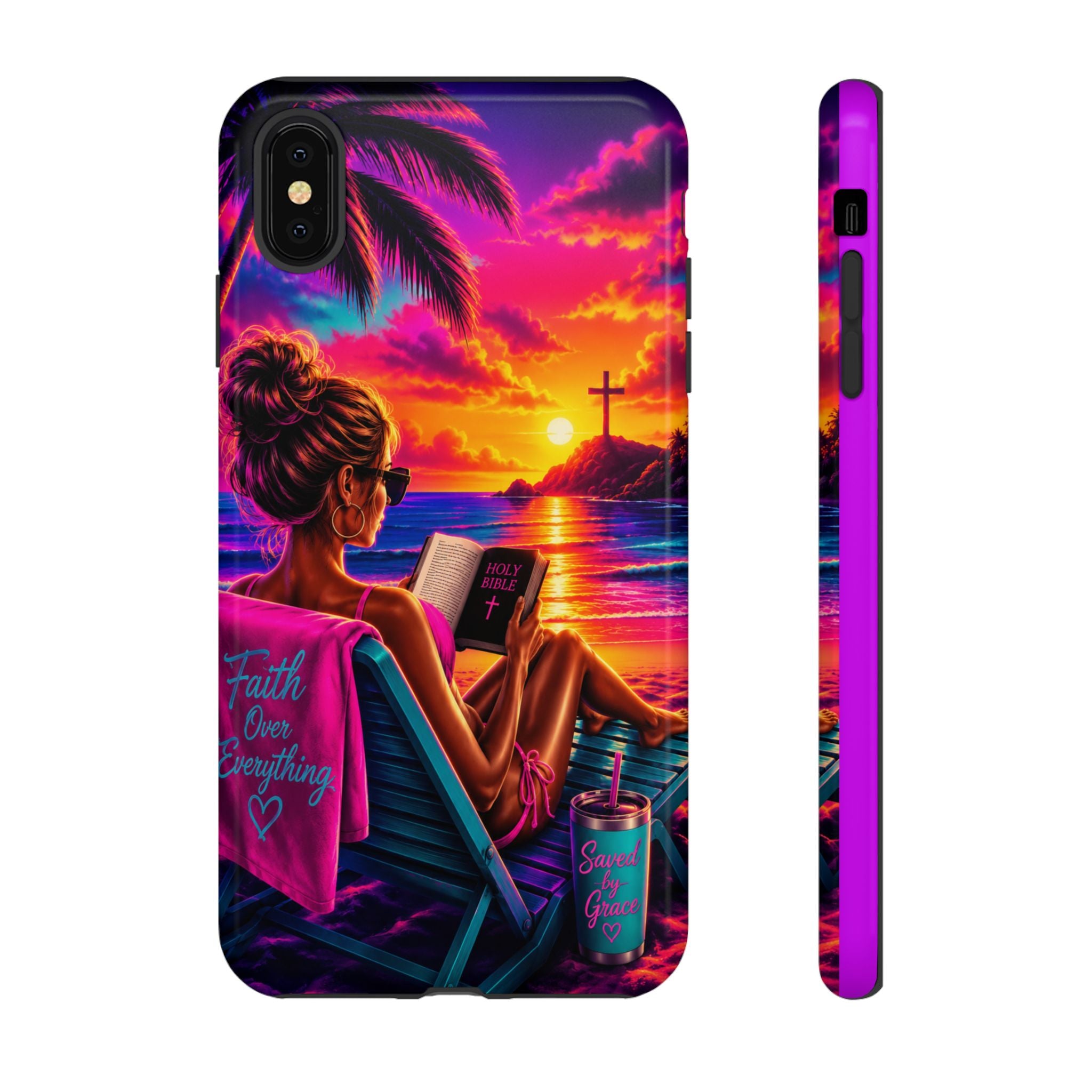 Phone Case —  Jesus and Beach (Faith Over Everything)
