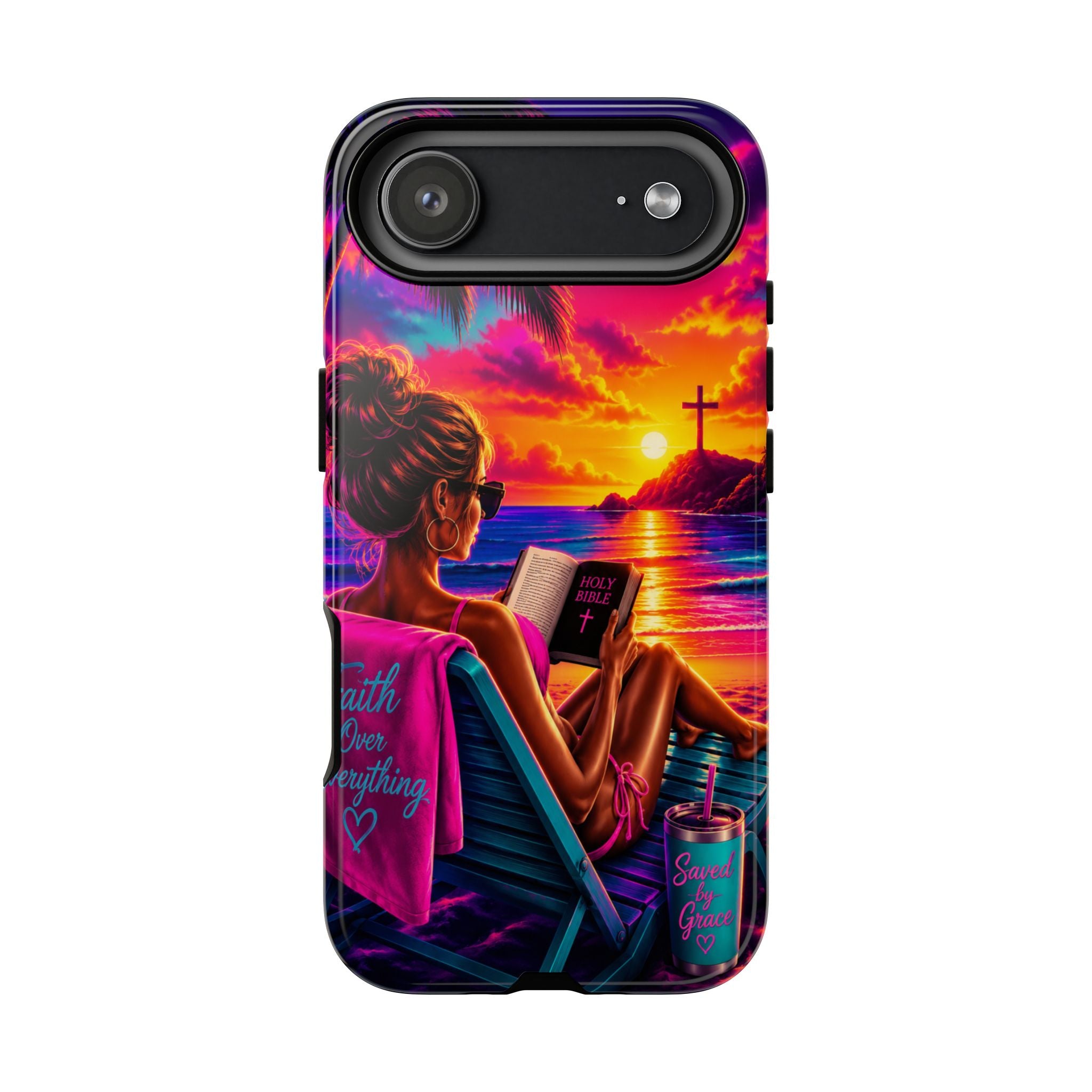 Phone Case —  Jesus and Beach (Faith Over Everything)