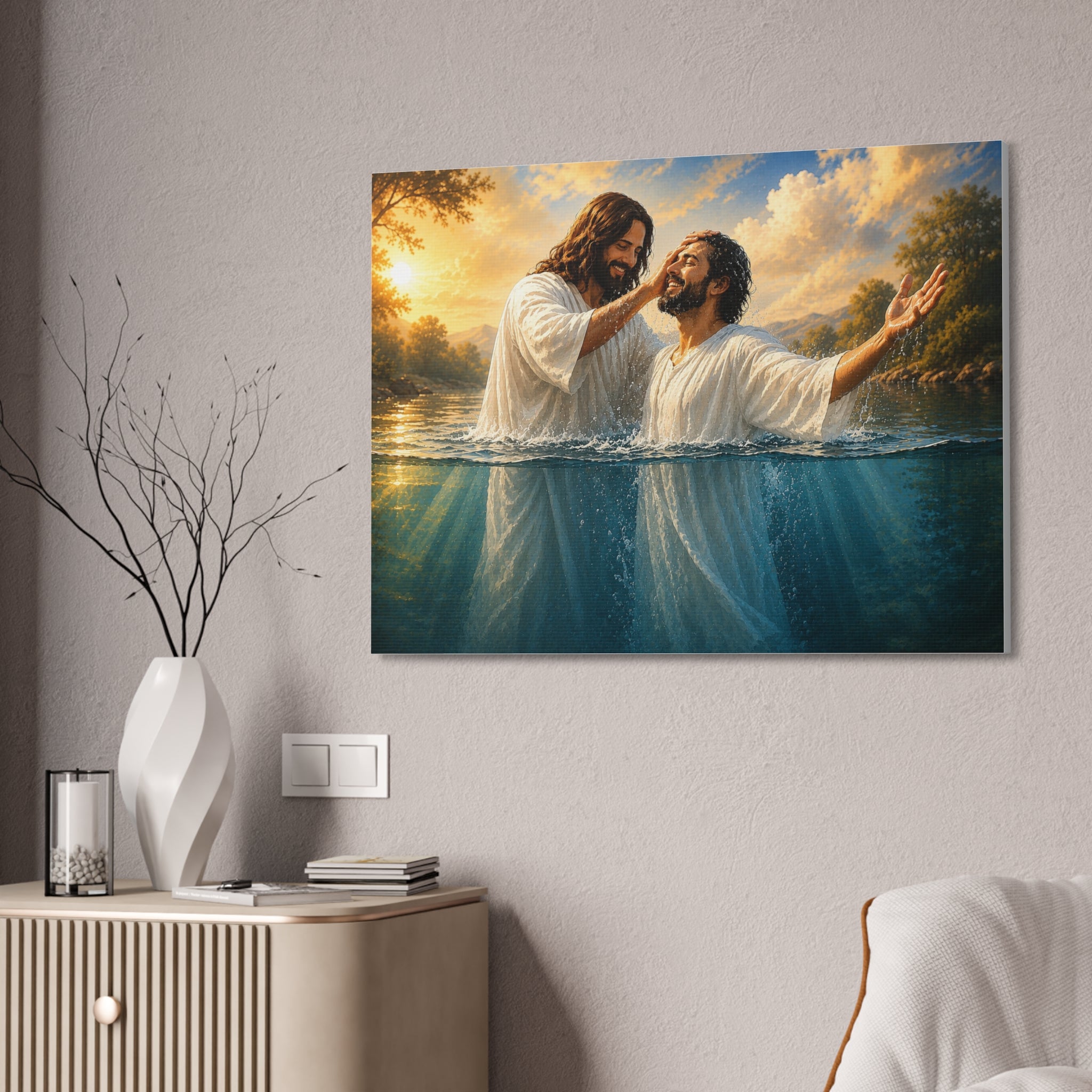 Hispanic Baptism of Christ Canvas Print — Christian Wall Art
