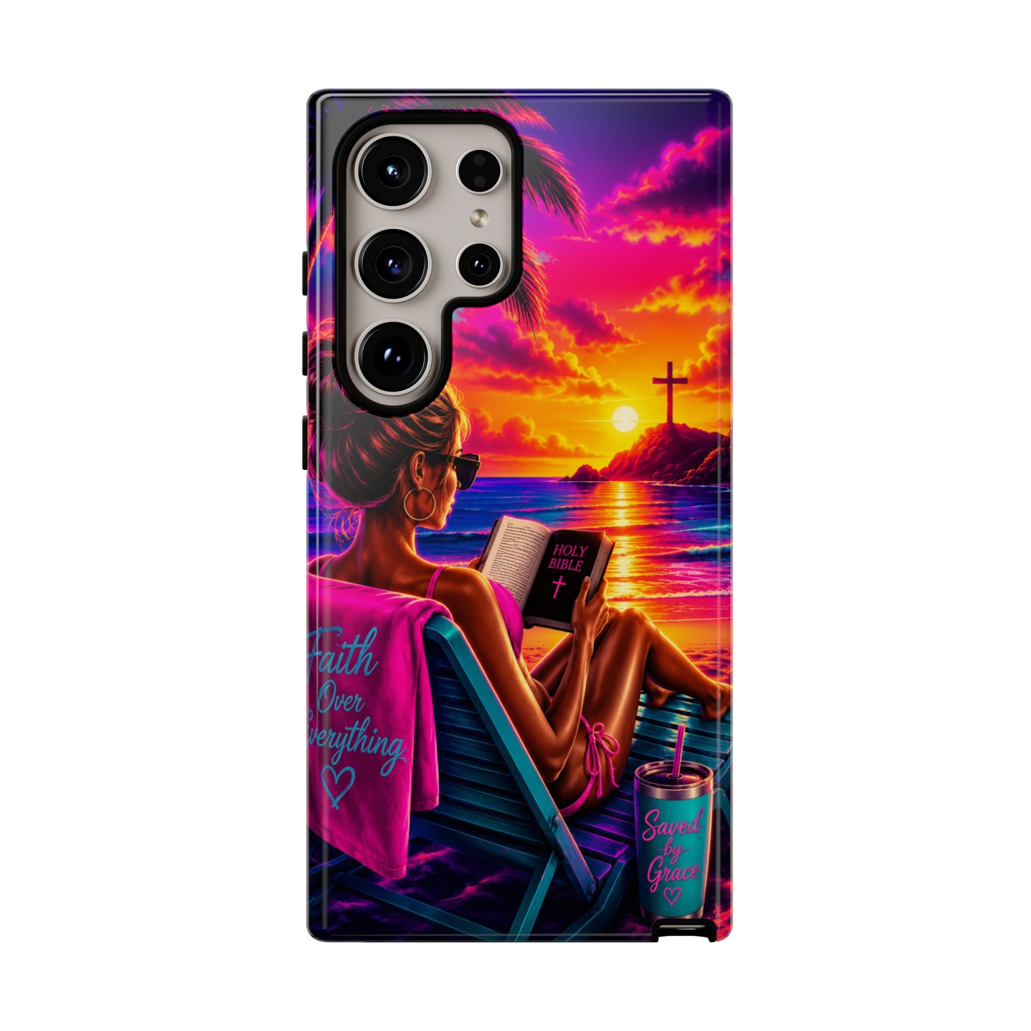 Phone Case —  Jesus and Beach (Faith Over Everything)