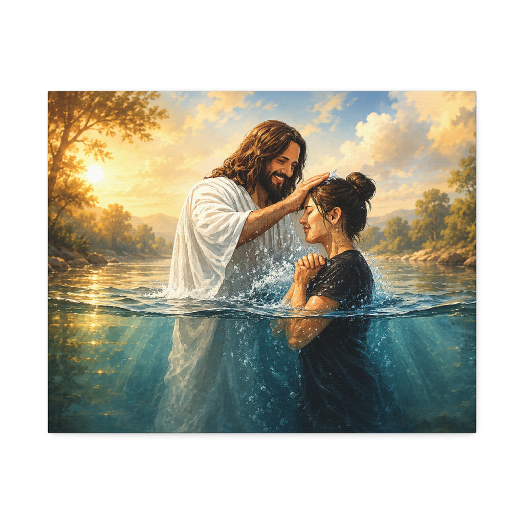 Religious Canvas Wall Art — "I left it in the water" (Stretched Canvas)