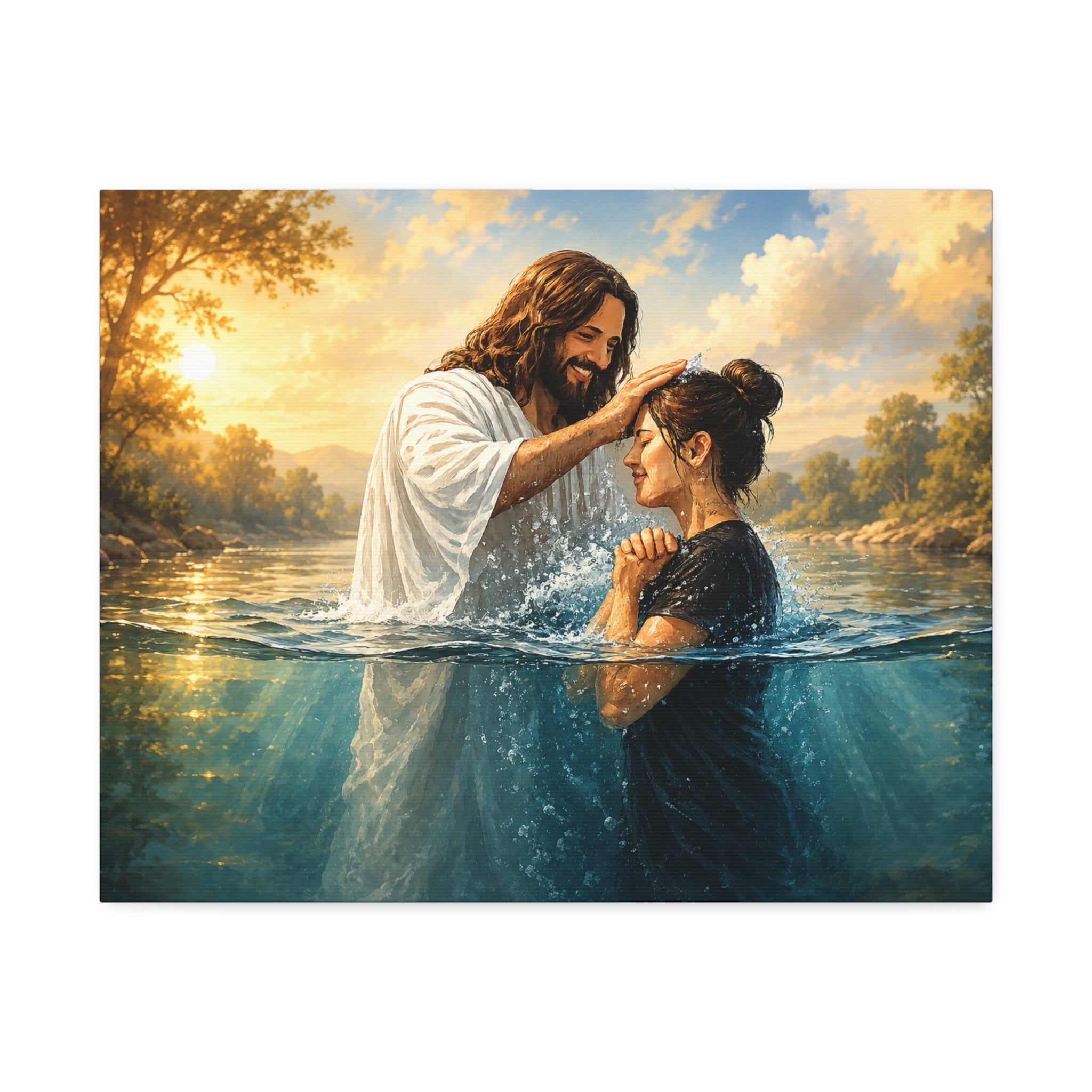 Religious Canvas Wall Art — "I left it in the water" (Stretched Canvas)