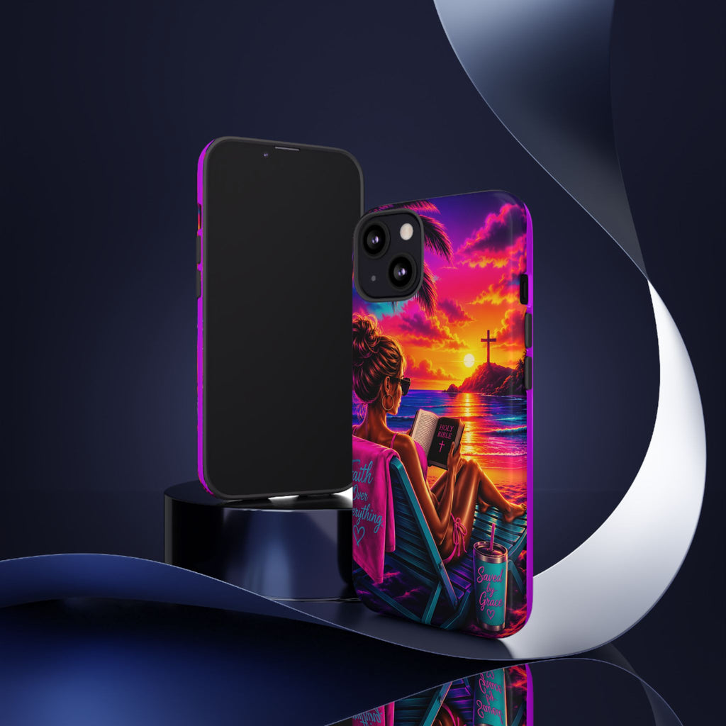 Phone Case —  Jesus and Beach (Faith Over Everything)