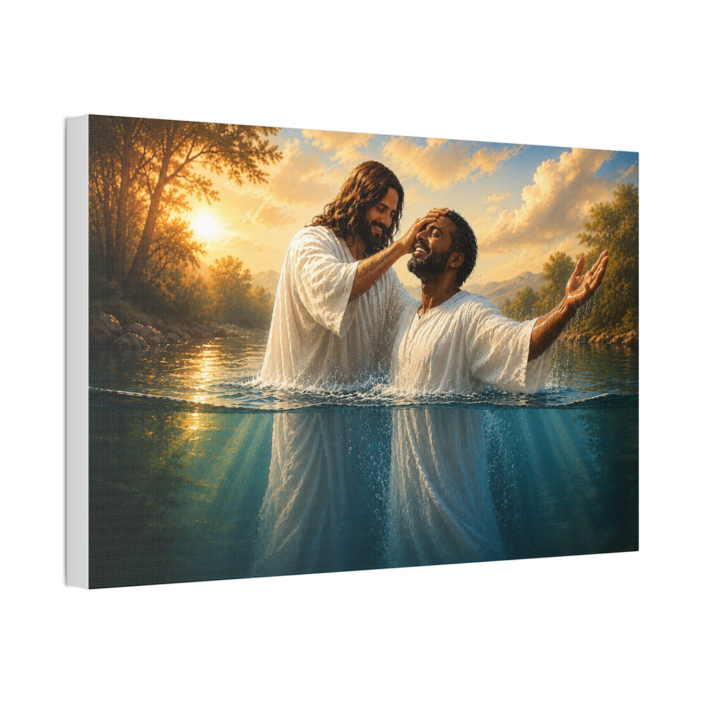 African Man Baptism of Faith Canvas Print - Christian Wall Art