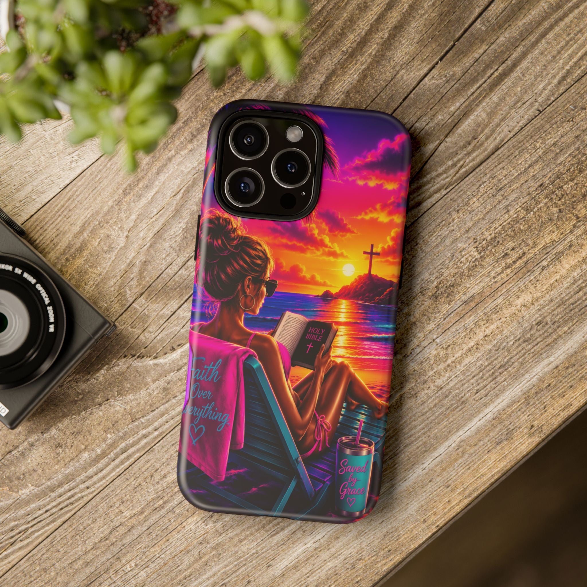 Phone Case —  Jesus and Beach (Faith Over Everything)