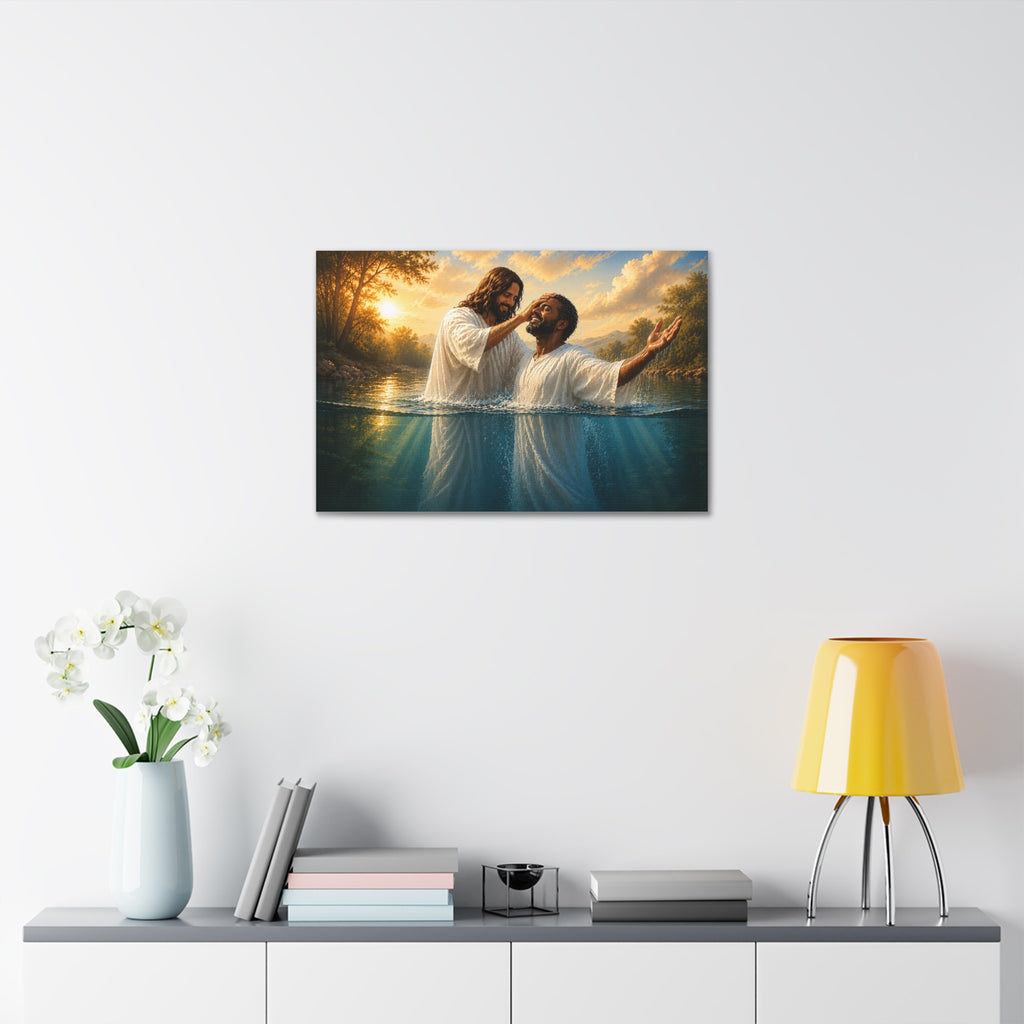 African Man Baptism of Faith Canvas Print - Christian Wall Art