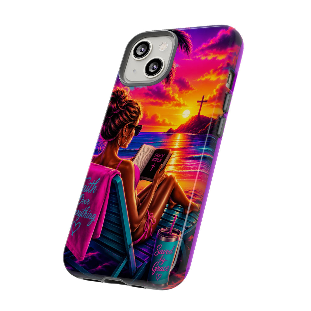 Phone Case —  Jesus and Beach (Faith Over Everything)