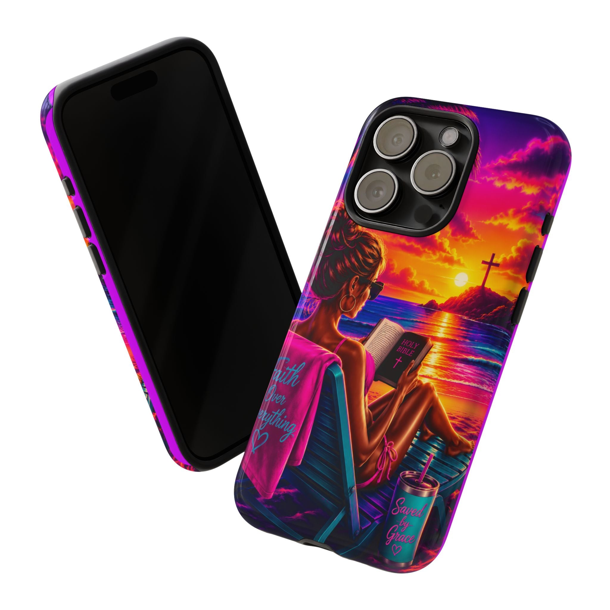 Phone Case —  Jesus and Beach (Faith Over Everything)