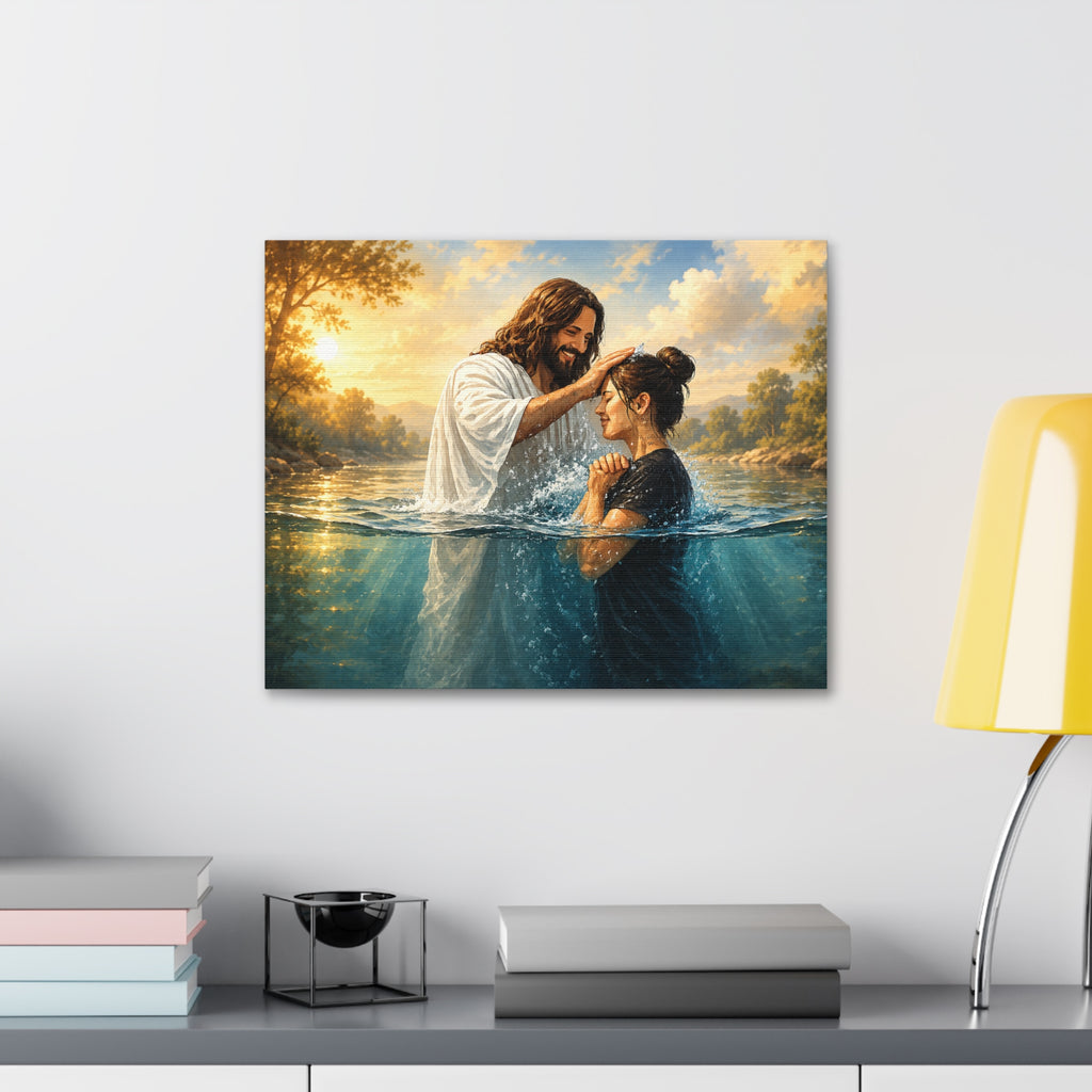 Religious Canvas Wall Art — "I left it in the water" (Stretched Canvas)