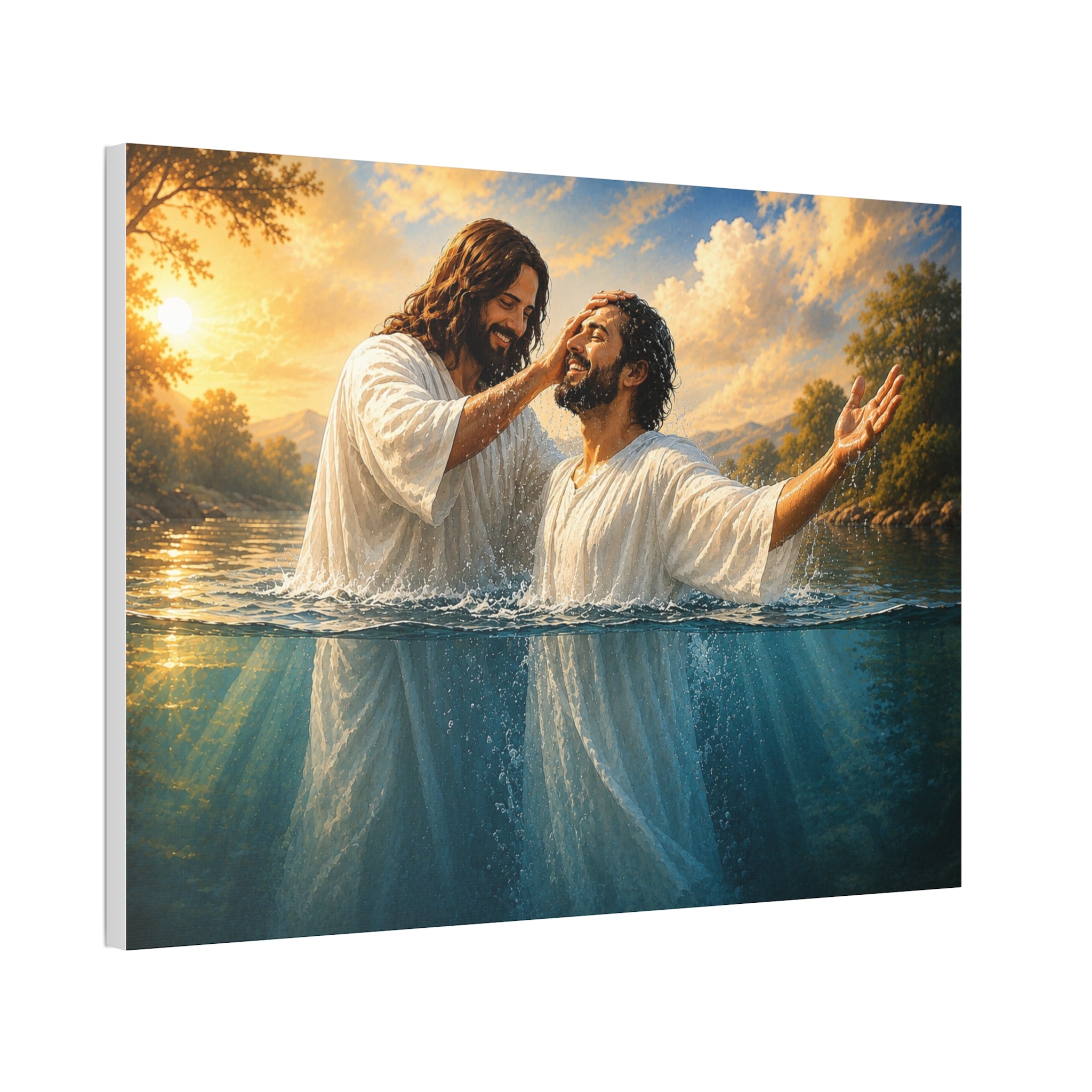 Hispanic Baptism of Christ Canvas Print — Christian Wall Art