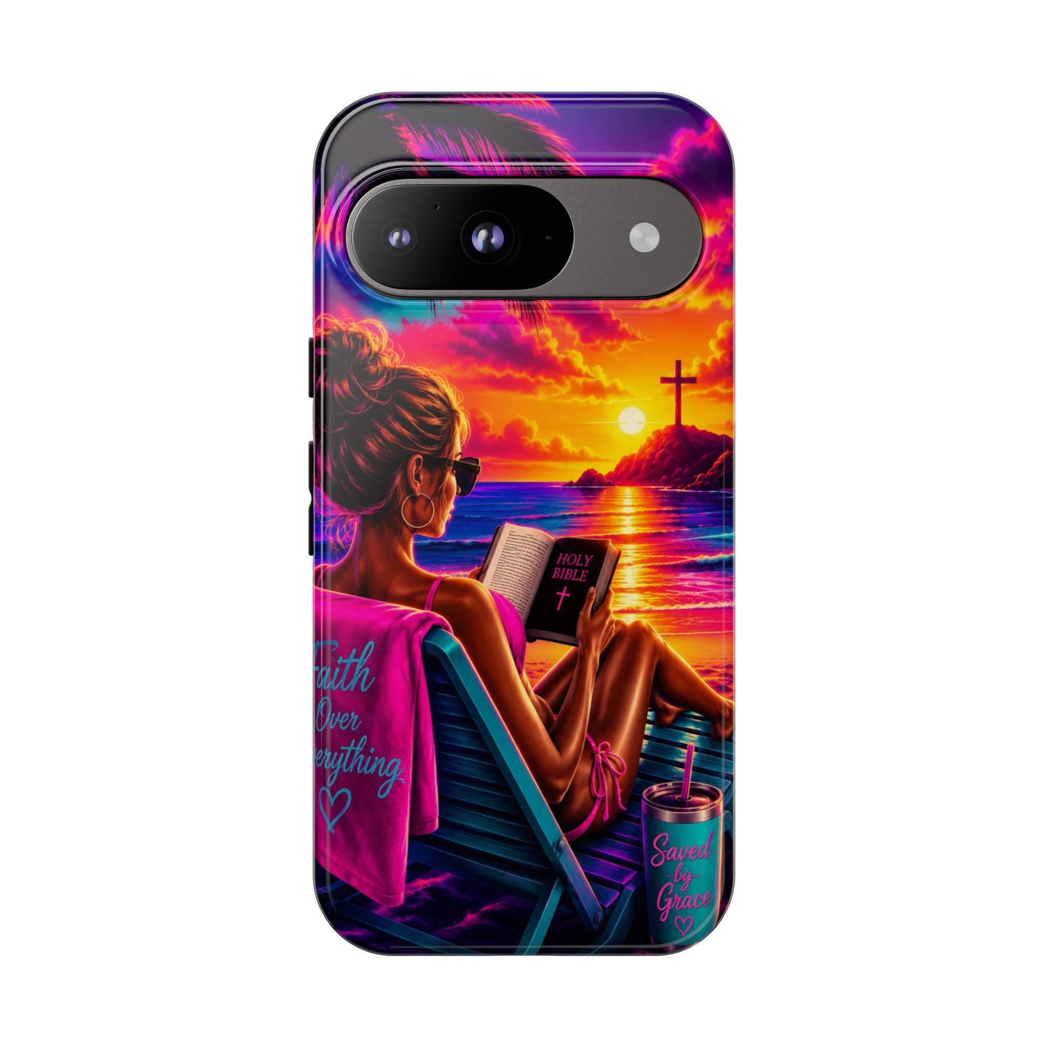 Phone Case —  Jesus and Beach (Faith Over Everything)