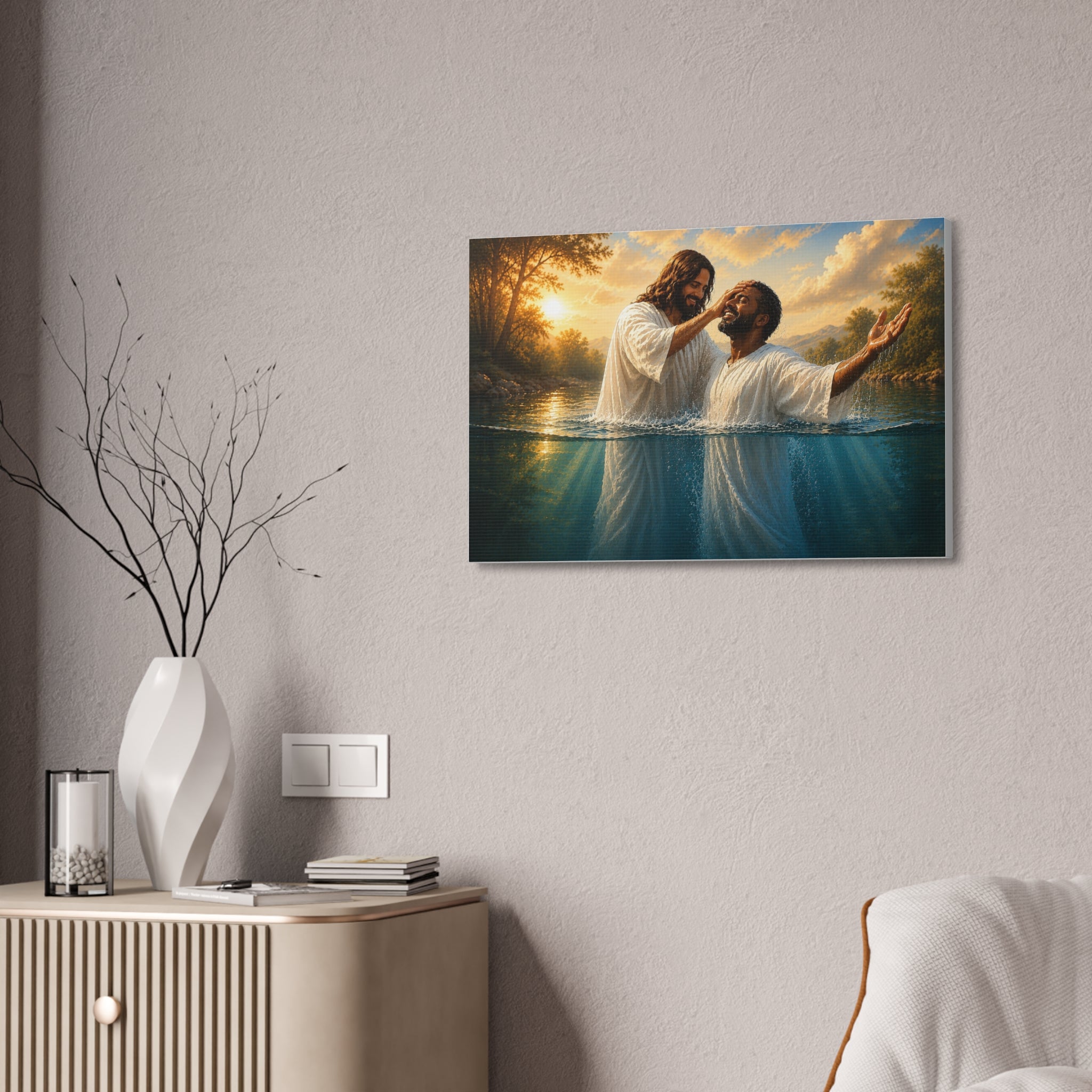 African Man Baptism of Faith Canvas Print - Christian Wall Art