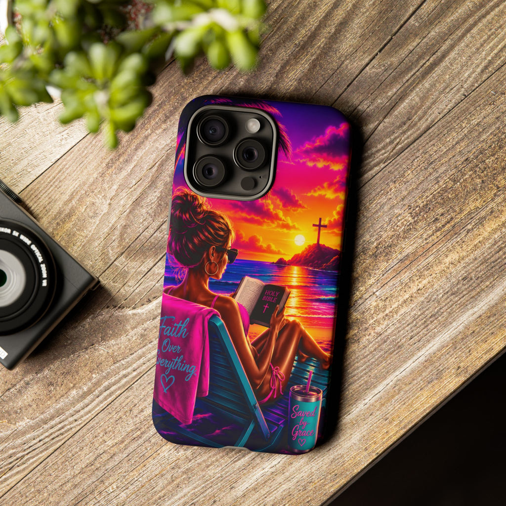 Phone Case —  Jesus and Beach (Faith Over Everything)