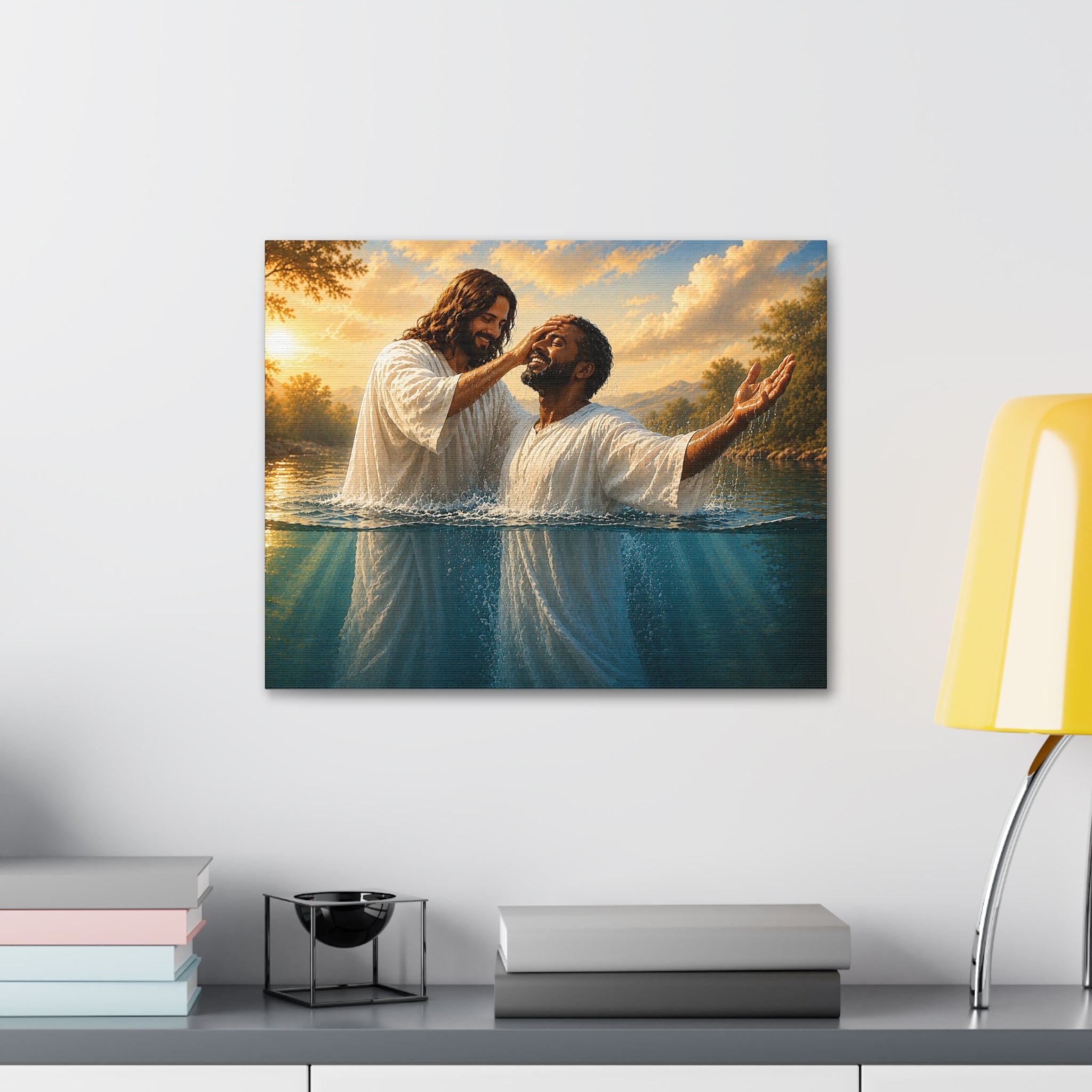 African Man Baptism of Faith Canvas Print - Christian Wall Art