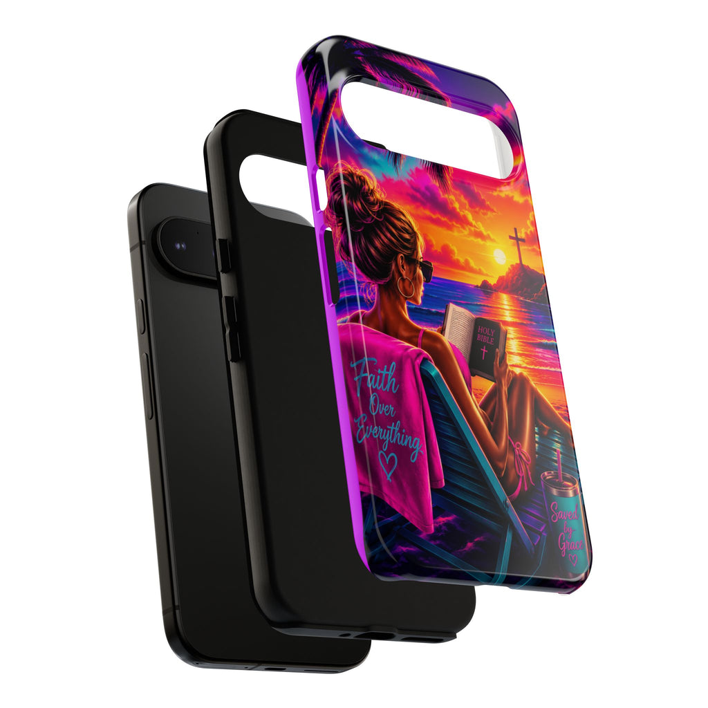 Phone Case —  Jesus and Beach (Faith Over Everything)
