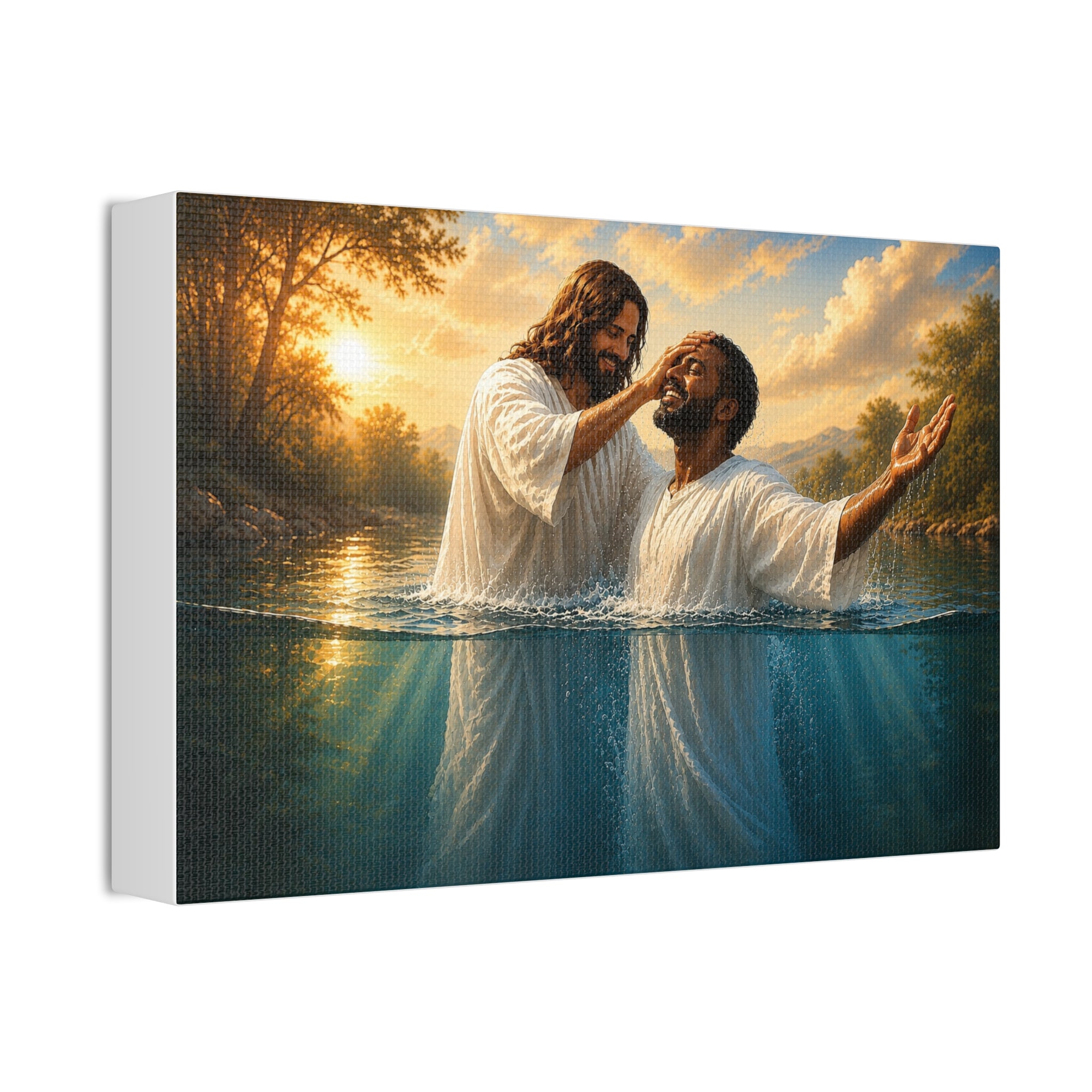 African Man Baptism of Faith Canvas Print - Christian Wall Art