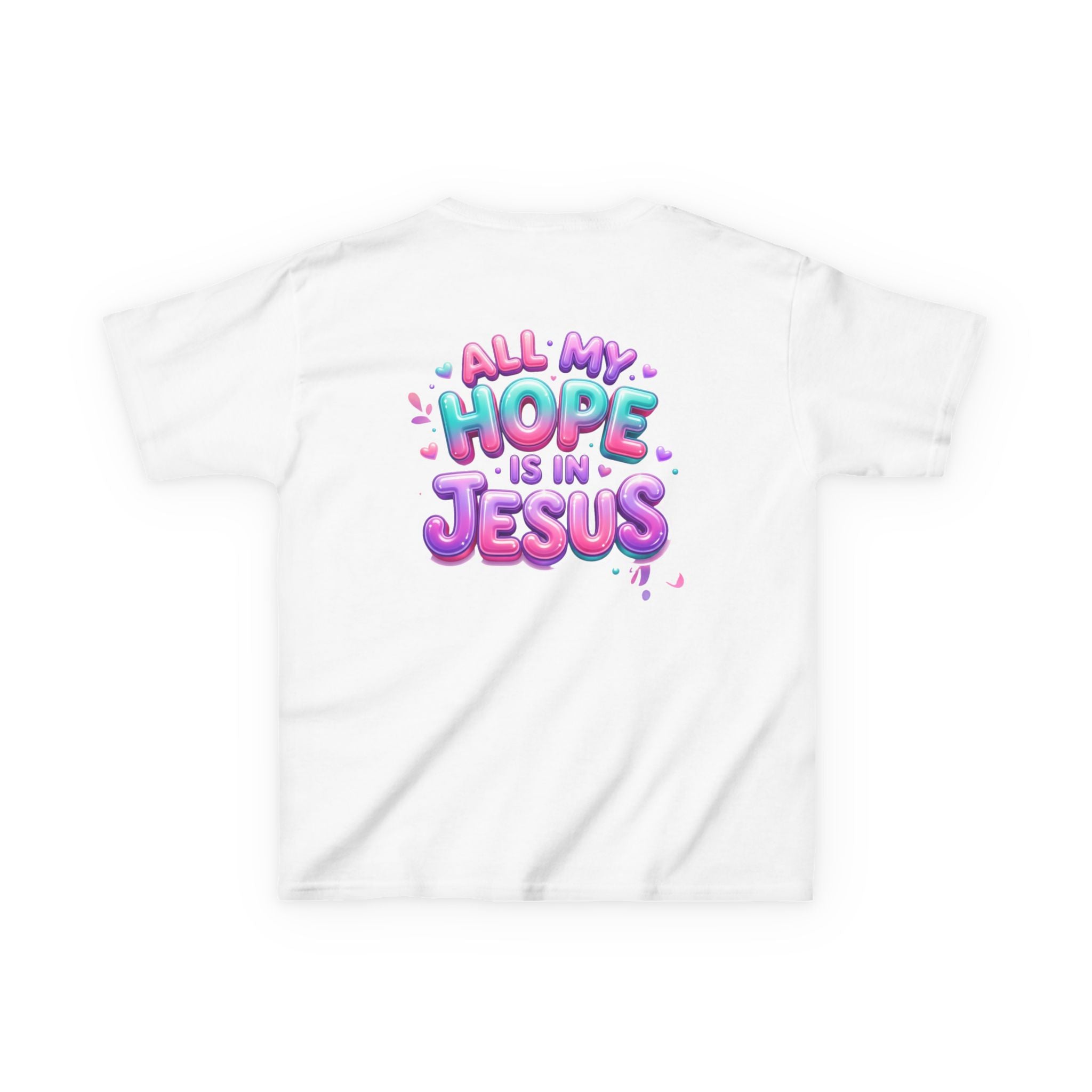 Kids Tee — “All My Hope Is In Jesus” Pastel Faith Graphic