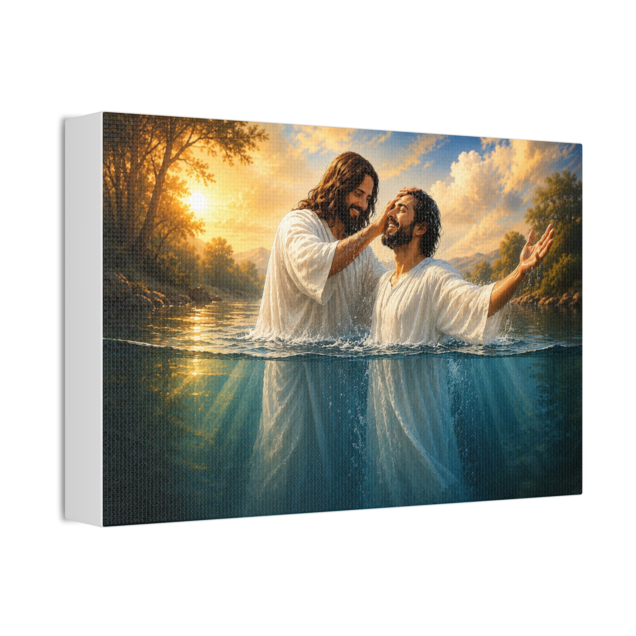 Hispanic Baptism of Christ Canvas Print — Christian Wall Art