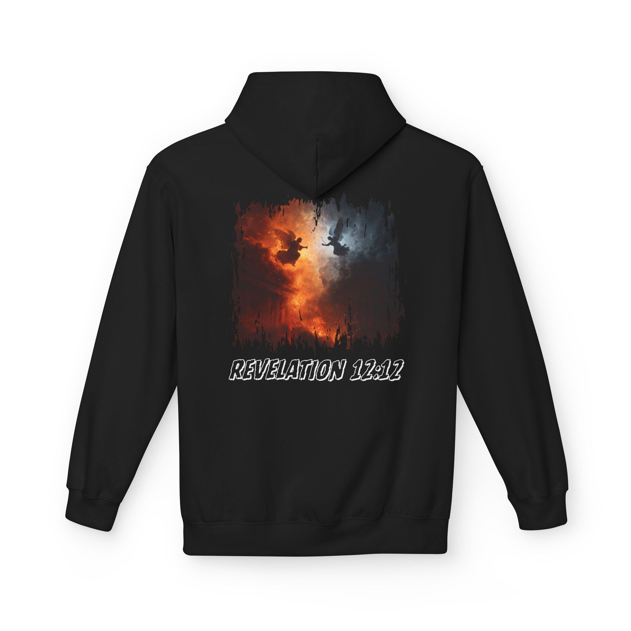Revelation 12:12 Hoodie — 'Christ Love' Graphic Christian Pullover