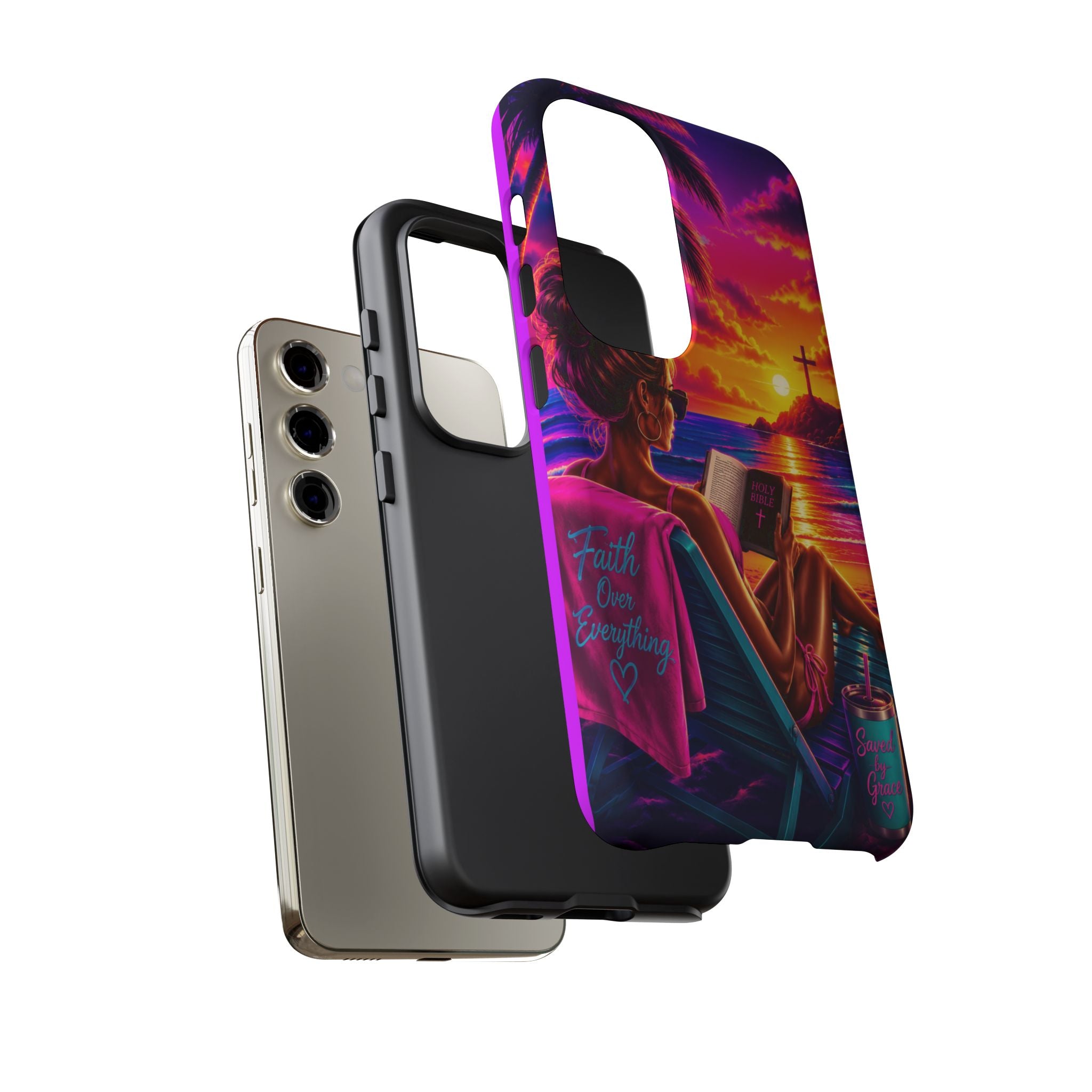 Phone Case —  Jesus and Beach (Faith Over Everything)