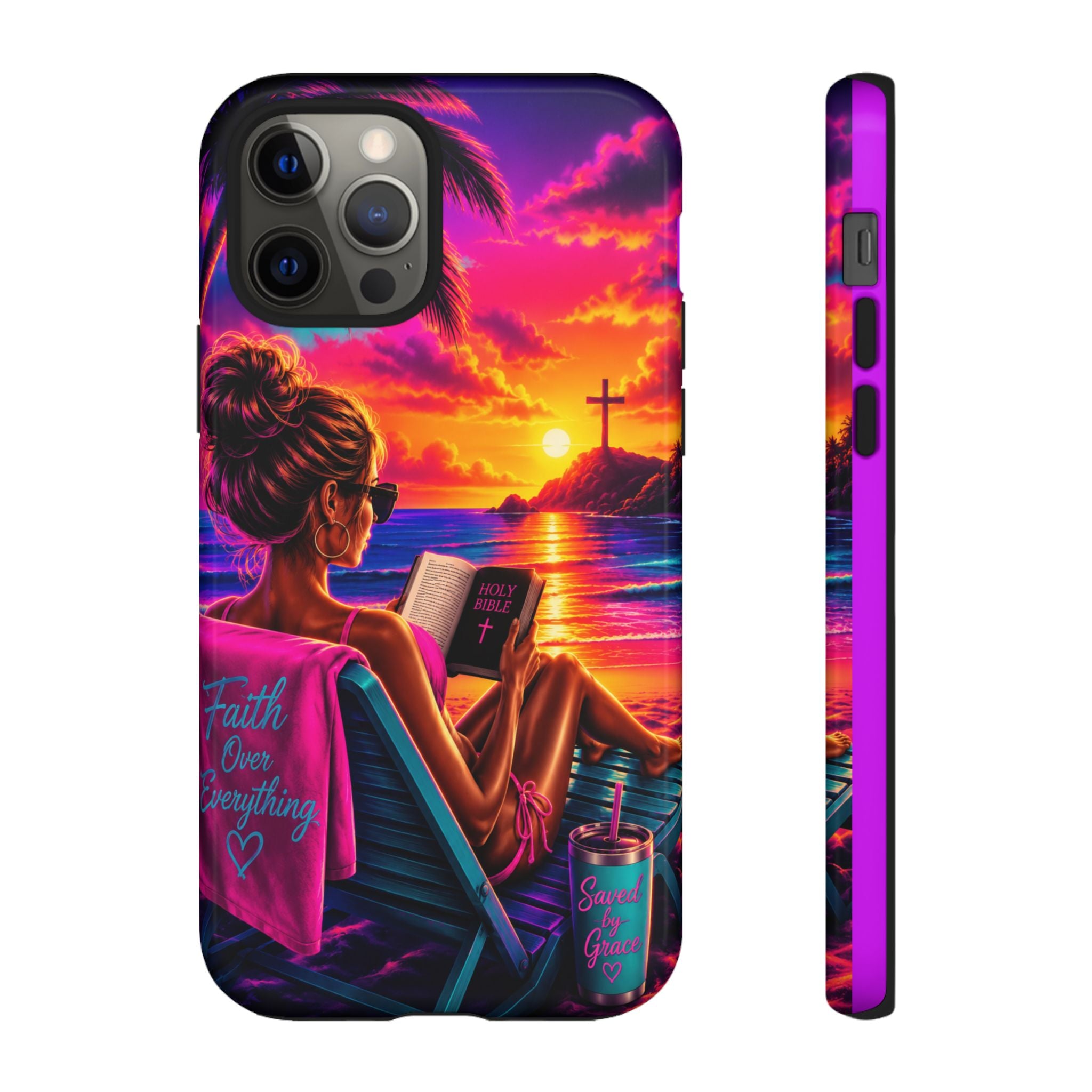 Phone Case —  Jesus and Beach (Faith Over Everything)