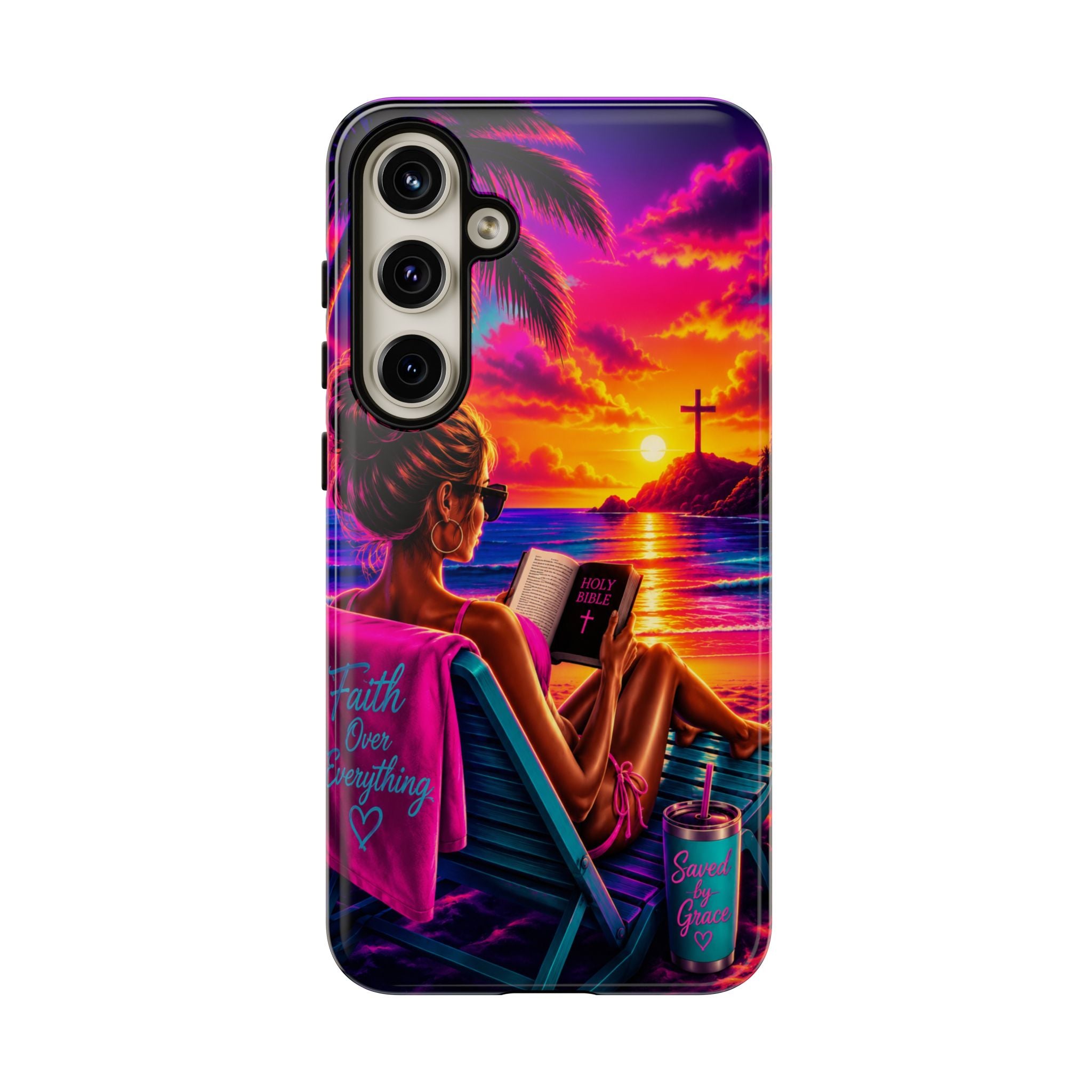 Phone Case —  Jesus and Beach (Faith Over Everything)