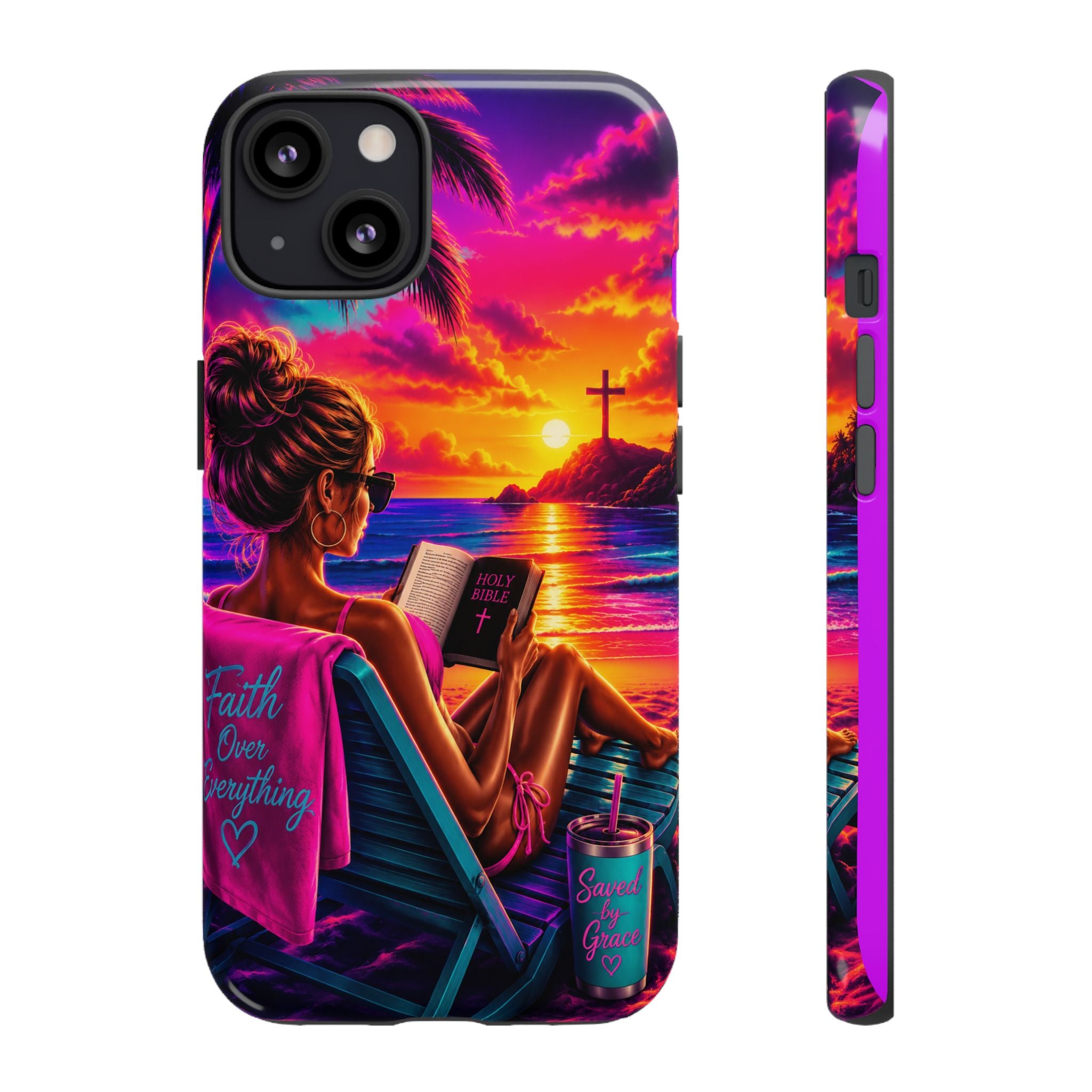 Phone Case —  Jesus and Beach (Faith Over Everything)