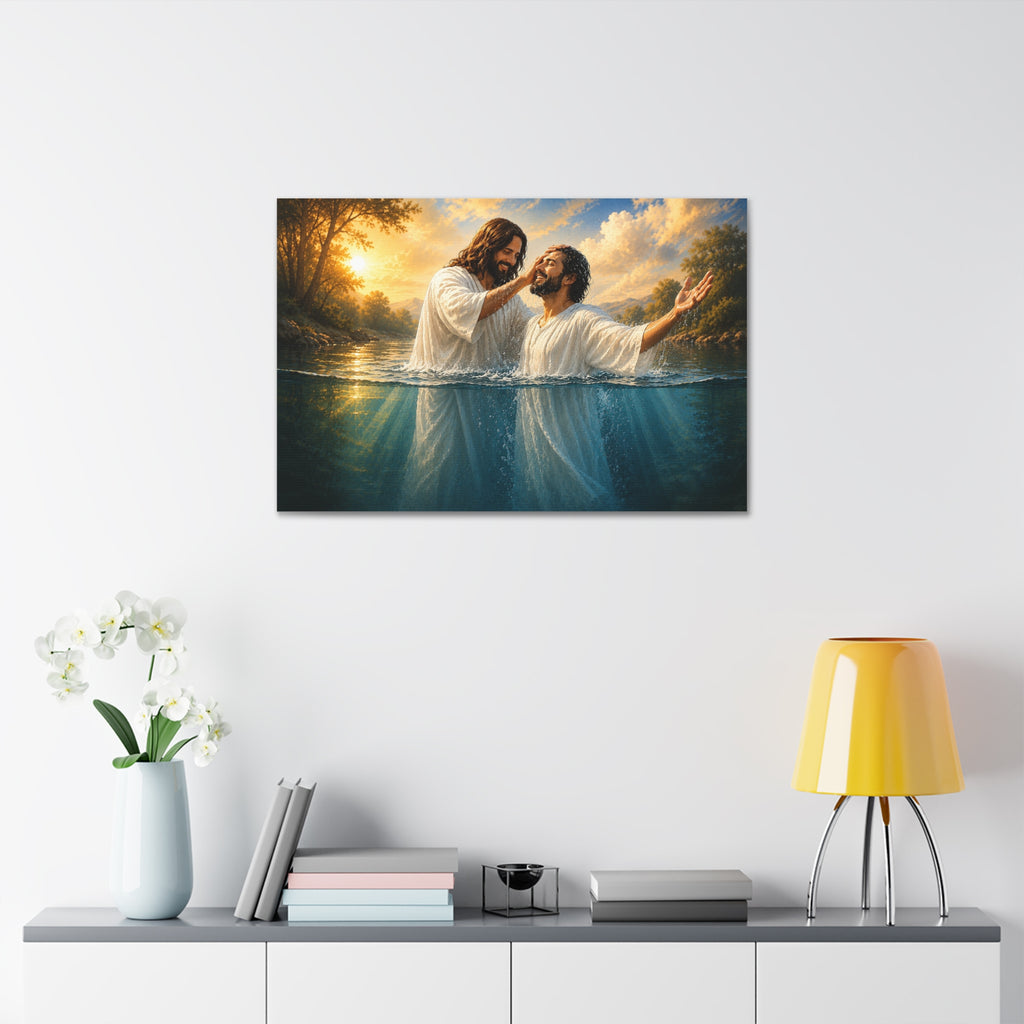 Hispanic Baptism of Christ Canvas Print — Christian Wall Art