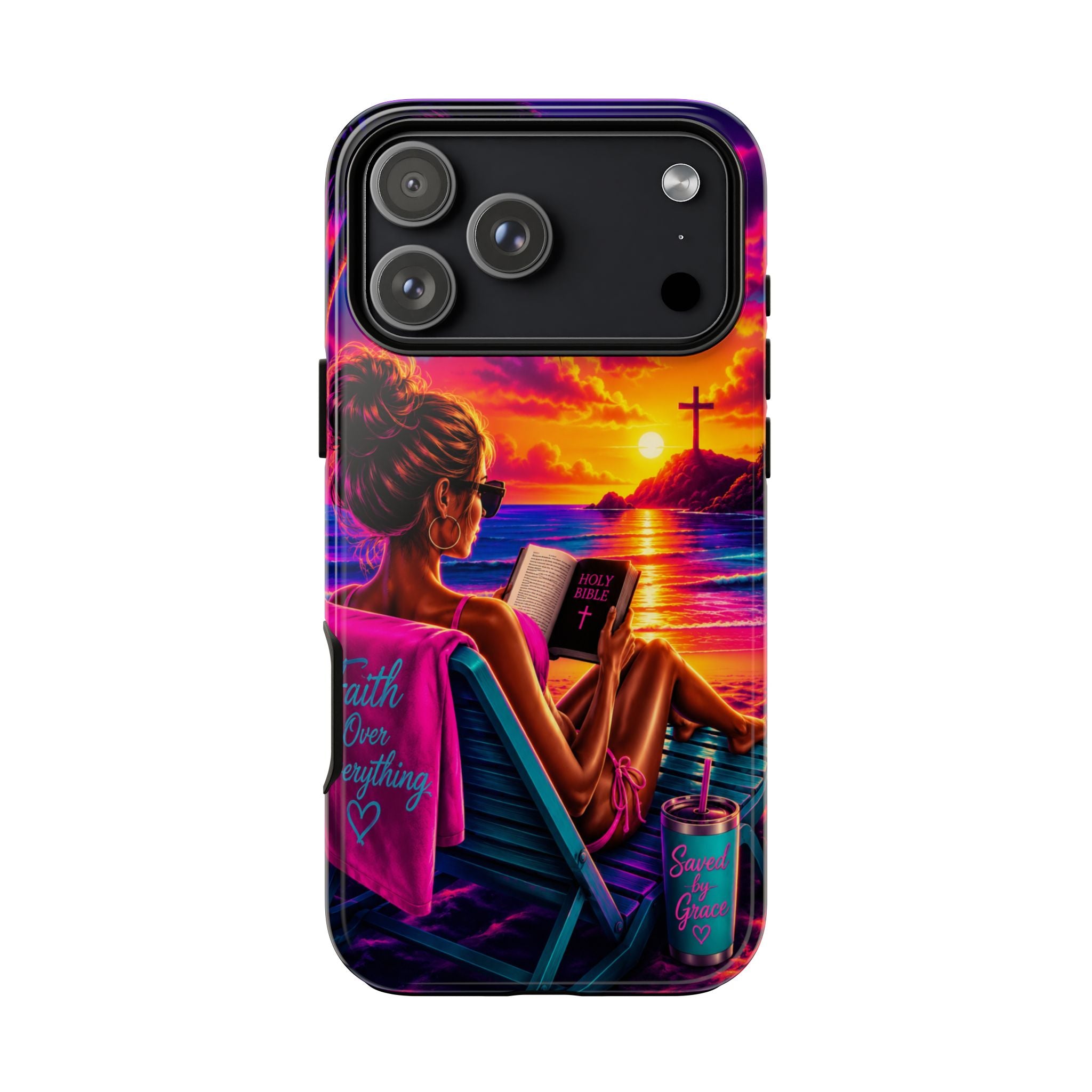 Phone Case —  Jesus and Beach (Faith Over Everything)
