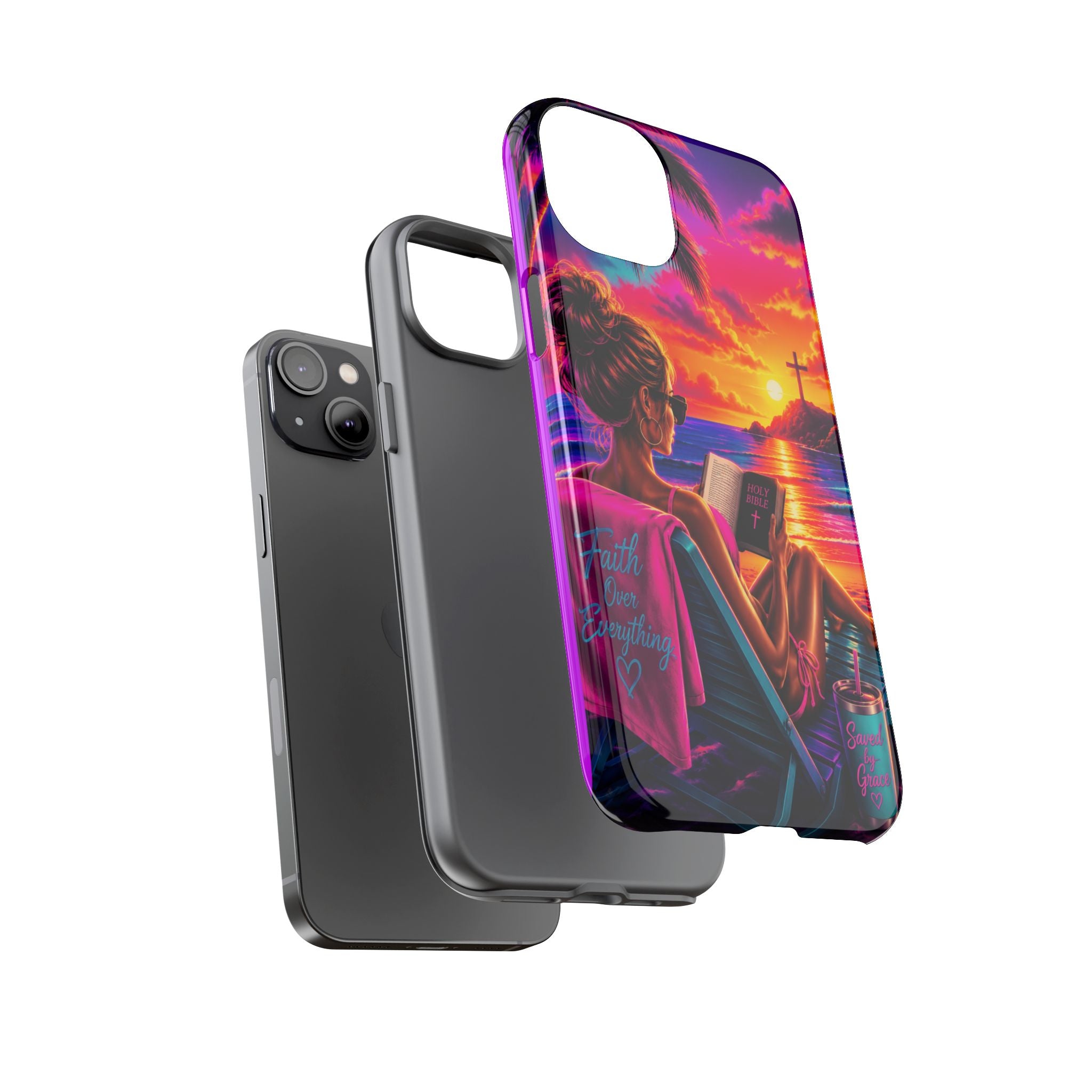 Phone Case —  Jesus and Beach (Faith Over Everything)