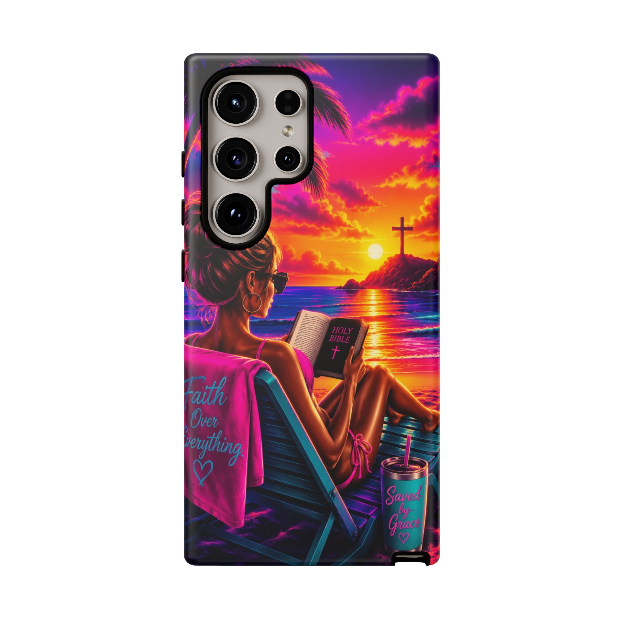 Phone Case —  Jesus and Beach (Faith Over Everything)