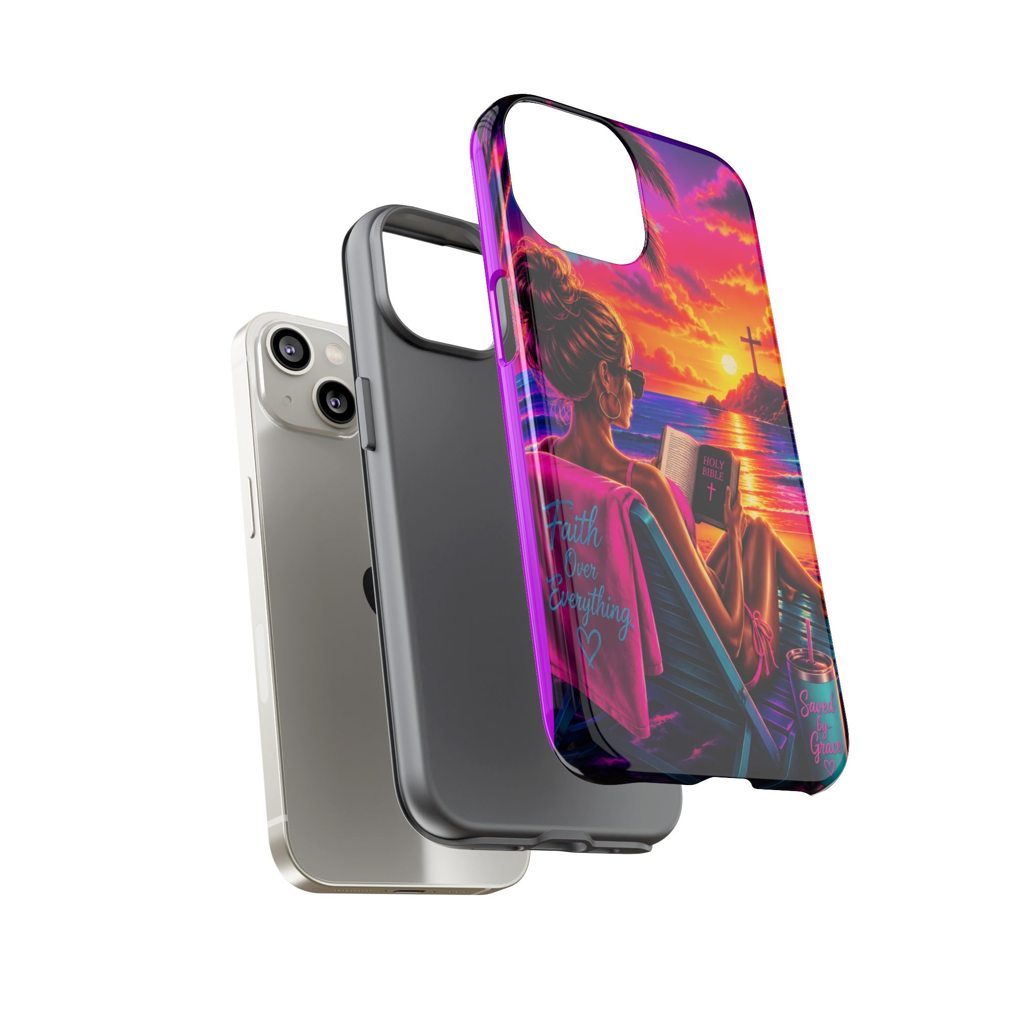 Phone Case —  Jesus and Beach (Faith Over Everything)