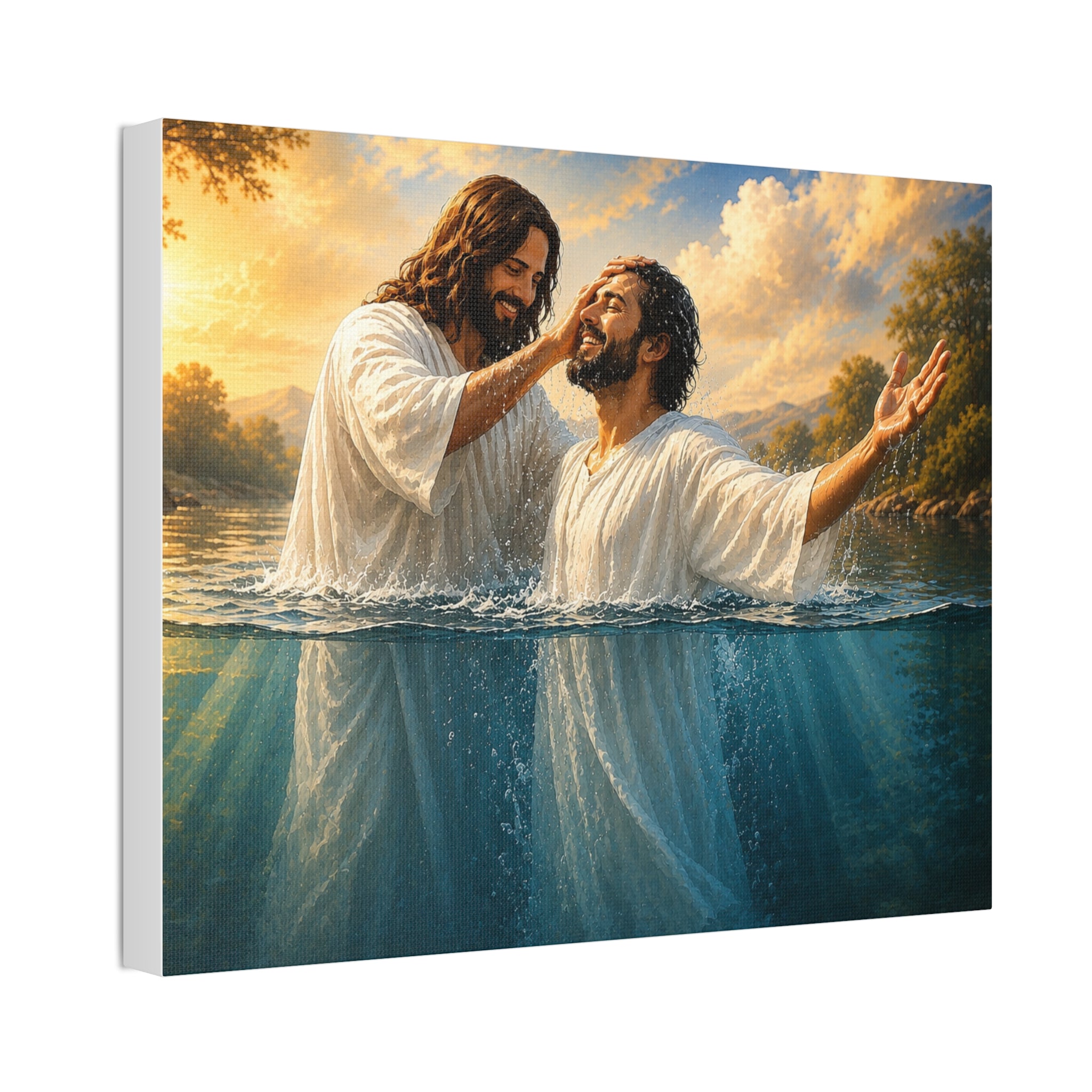 Hispanic Baptism of Christ Canvas Print — Christian Wall Art
