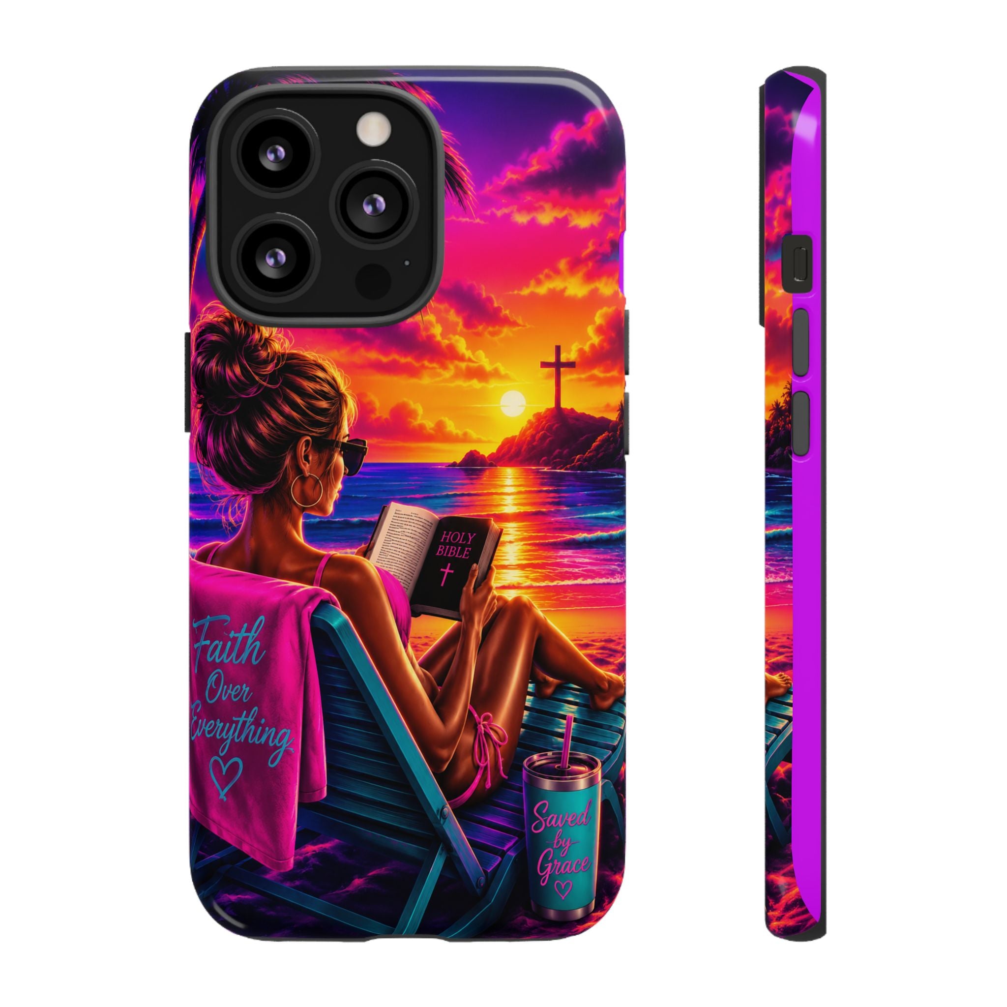 Phone Case —  Jesus and Beach (Faith Over Everything)