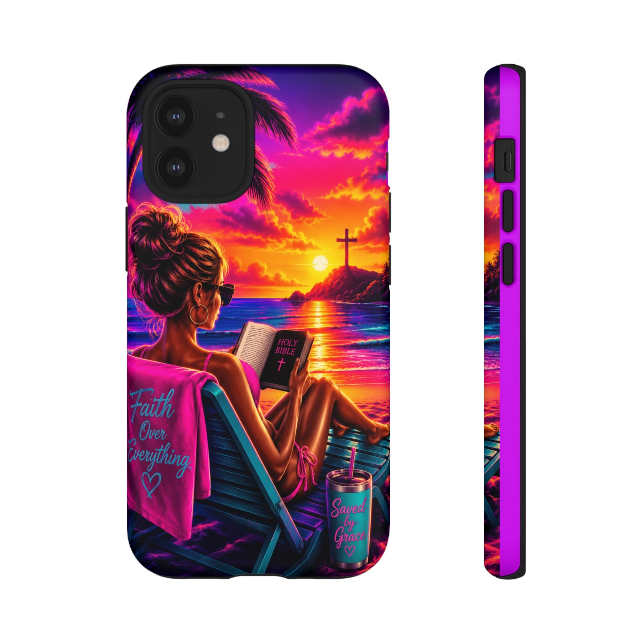 Phone Case —  Jesus and Beach (Faith Over Everything)