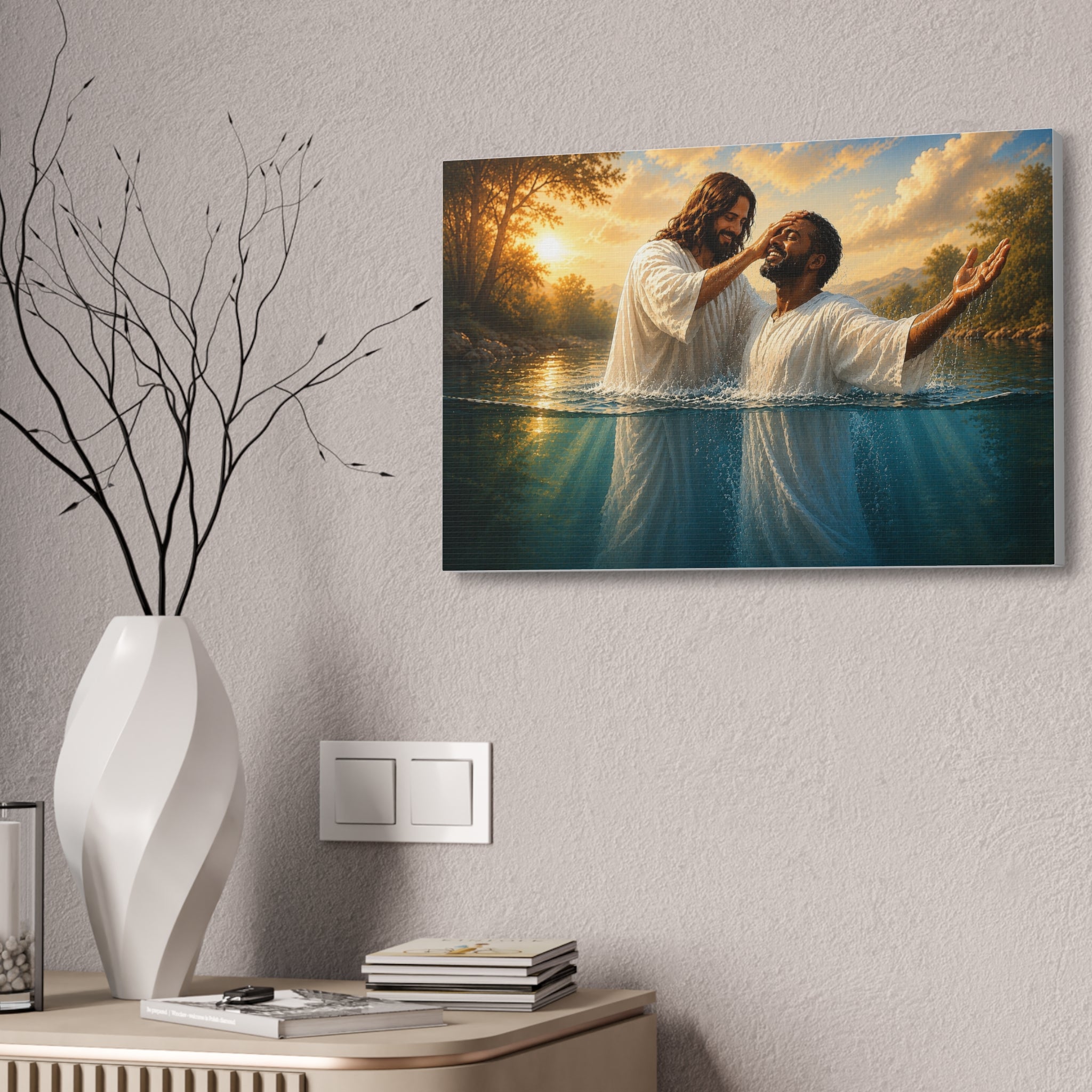 African Man Baptism of Faith Canvas Print - Christian Wall Art