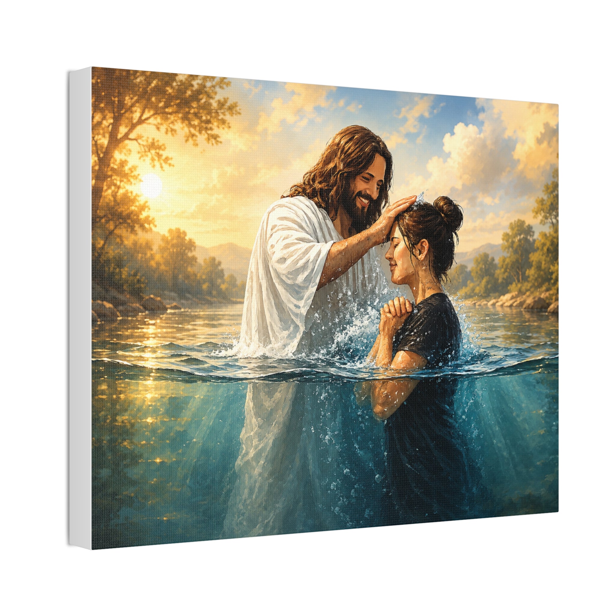 Religious Canvas Wall Art — "I left it in the water" (Stretched Canvas)